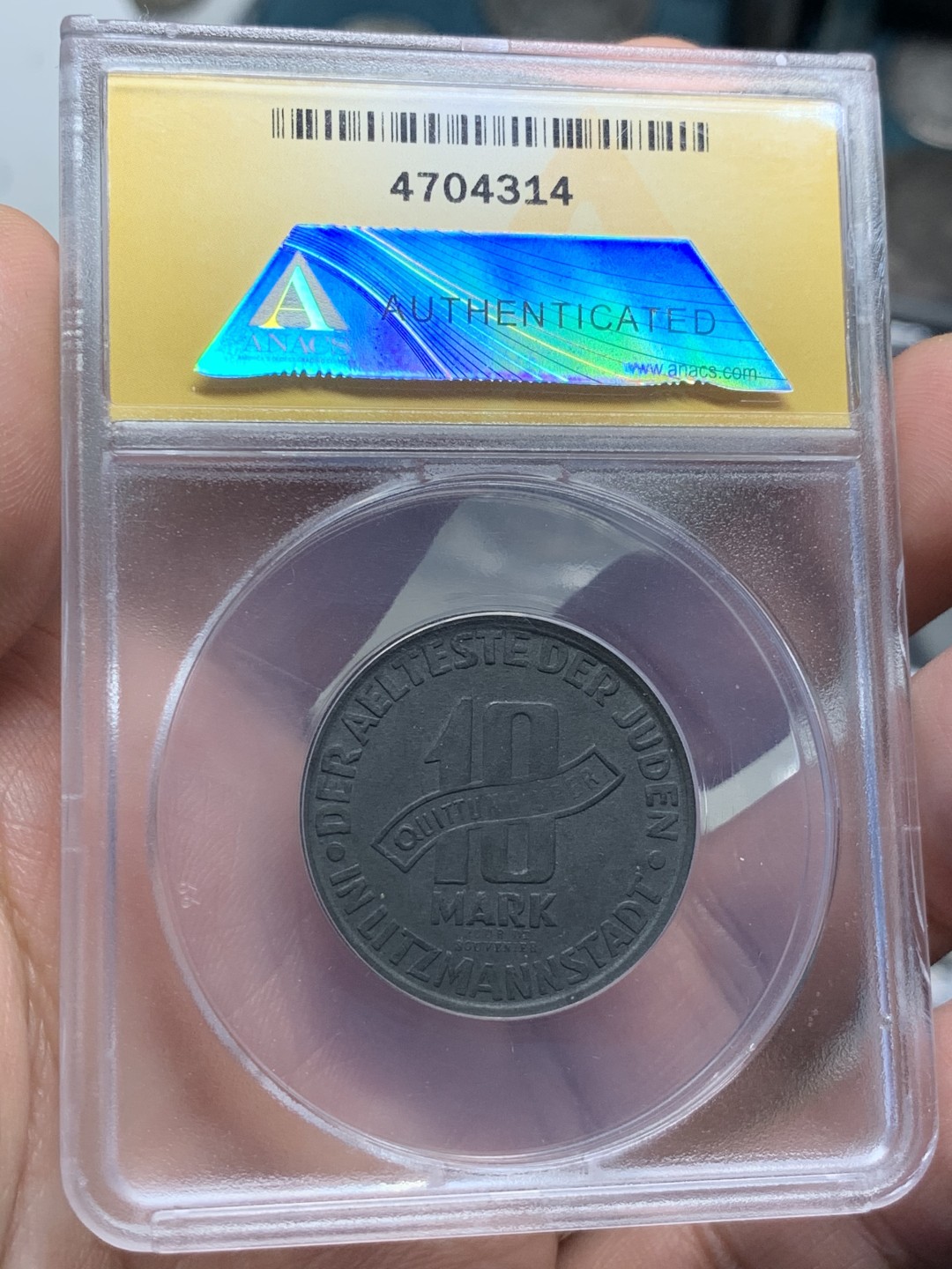 《竞宝斋》第55场-本周日，周一2场连拍（全场不限金额包邮） ANACS AU 58D 波兰1943年10UK 犹太集中营（后铸）