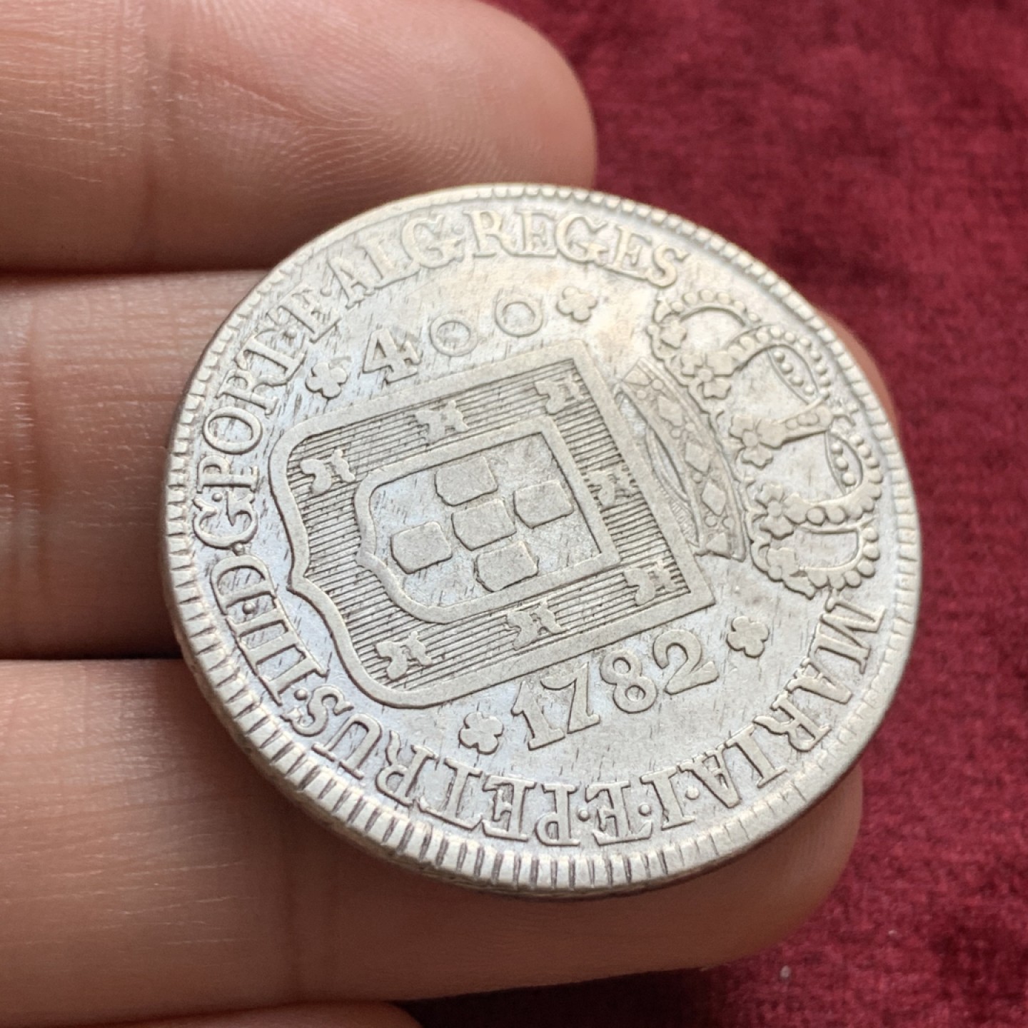 《竞宝斋》第55场-本周日，周一2场连拍（全场不限金额包邮） 葡萄牙1782玛丽亚一世400里斯银币