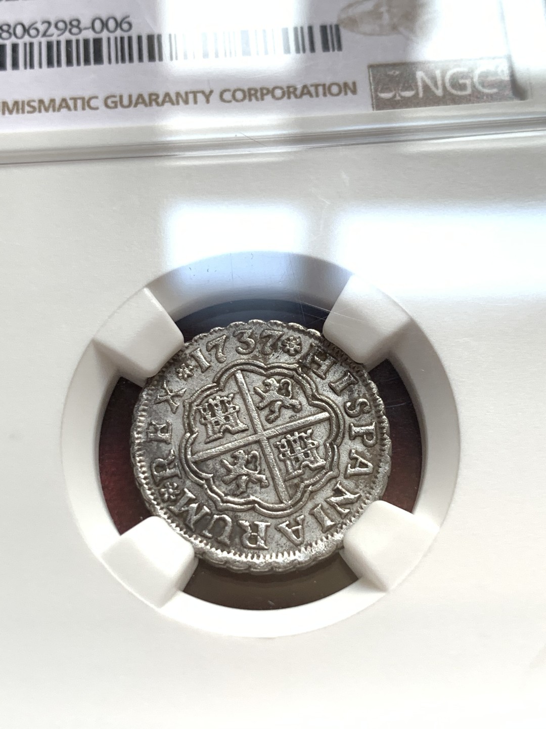 《竞宝斋》第55场-本周日，周一2场连拍（全场不限金额包邮） 西班牙菲利普五世1737塞维利亚厂1R银币