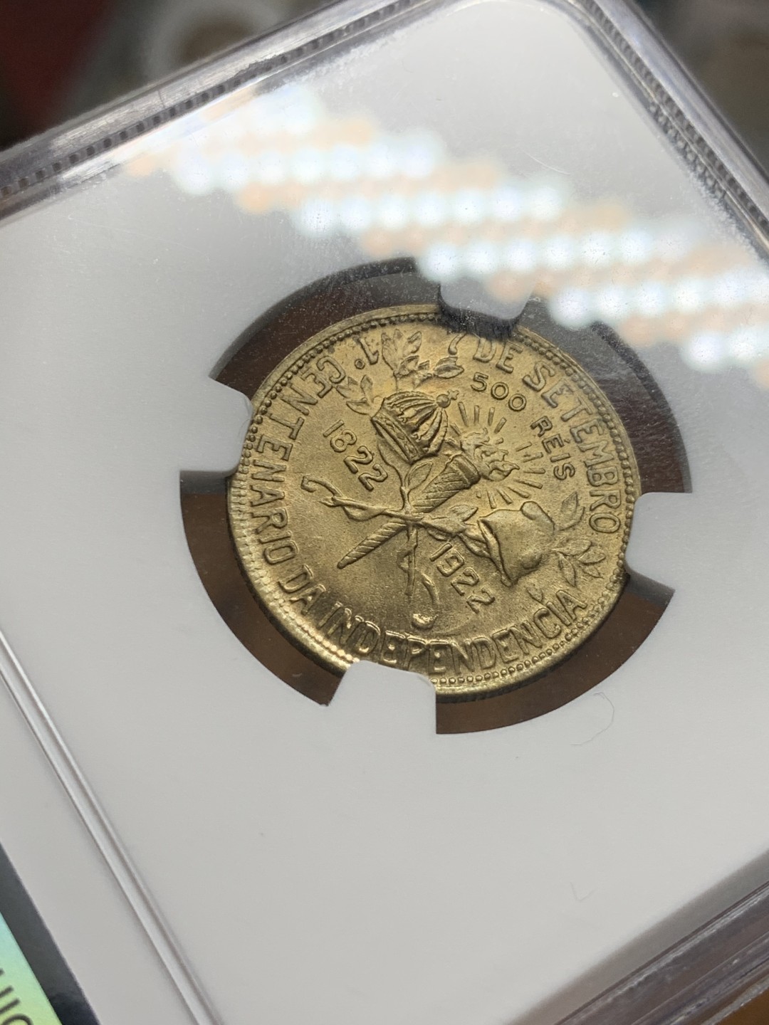 《竞宝斋》第55场-本周日，周一2场连拍（全场不限金额包邮） NGC-MS66 巴西1922年500瑞斯 亚军 高评级品像