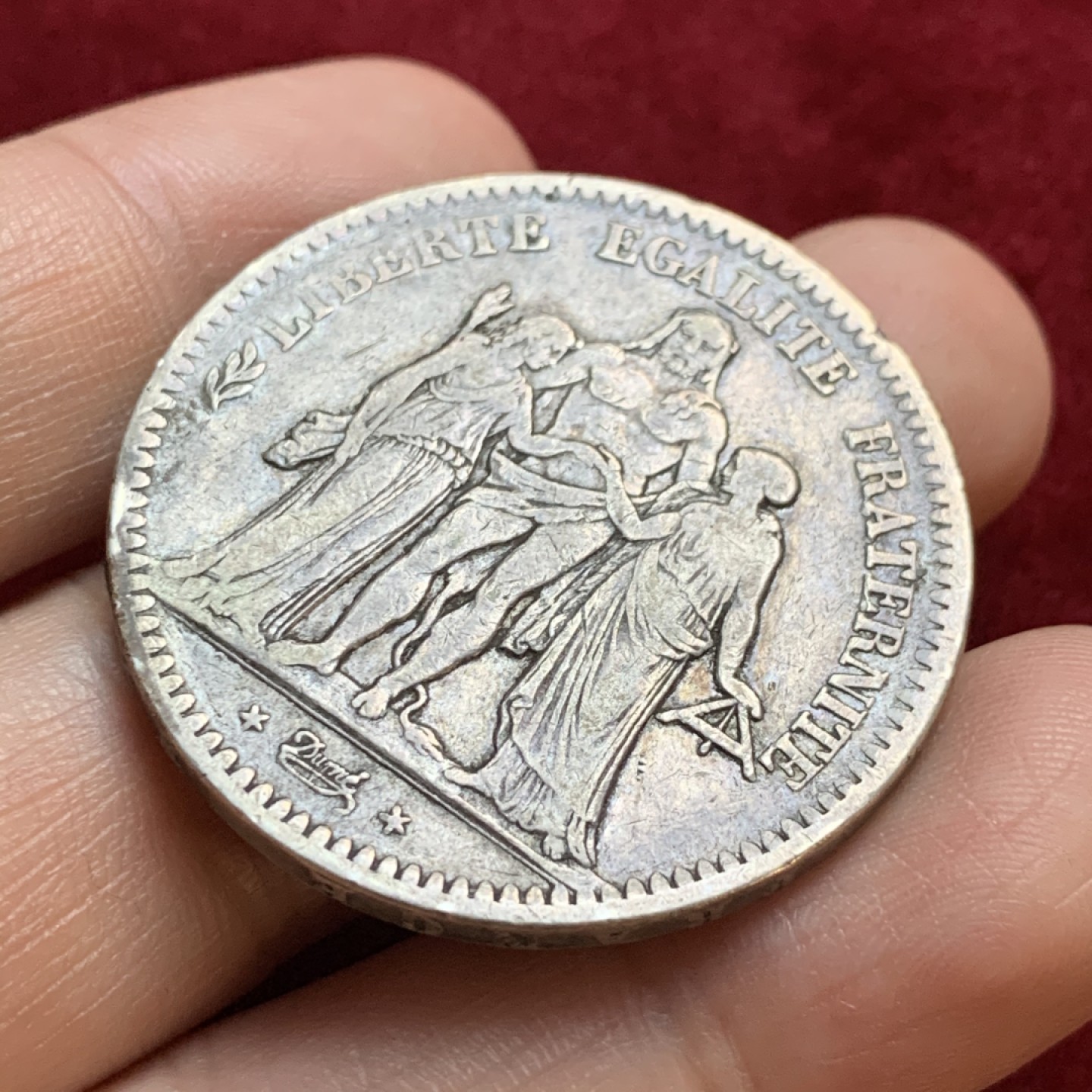 《竞宝斋》第55场-本周日，周一2场连拍（全场不限金额包邮） 法国 1849年BB版  第二共和时期 大力神 5法郎 大银币 少见版别