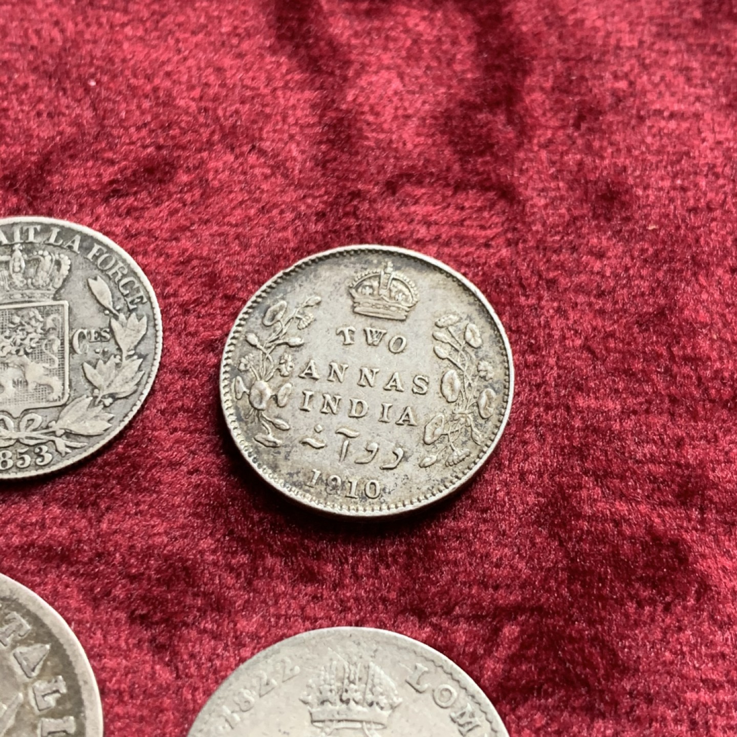 《竞宝斋》第55场-本周日，周一2场连拍（全场不限金额包邮） 比利时，意大利伦巴第，法占意大利，英属印度银辅币4枚