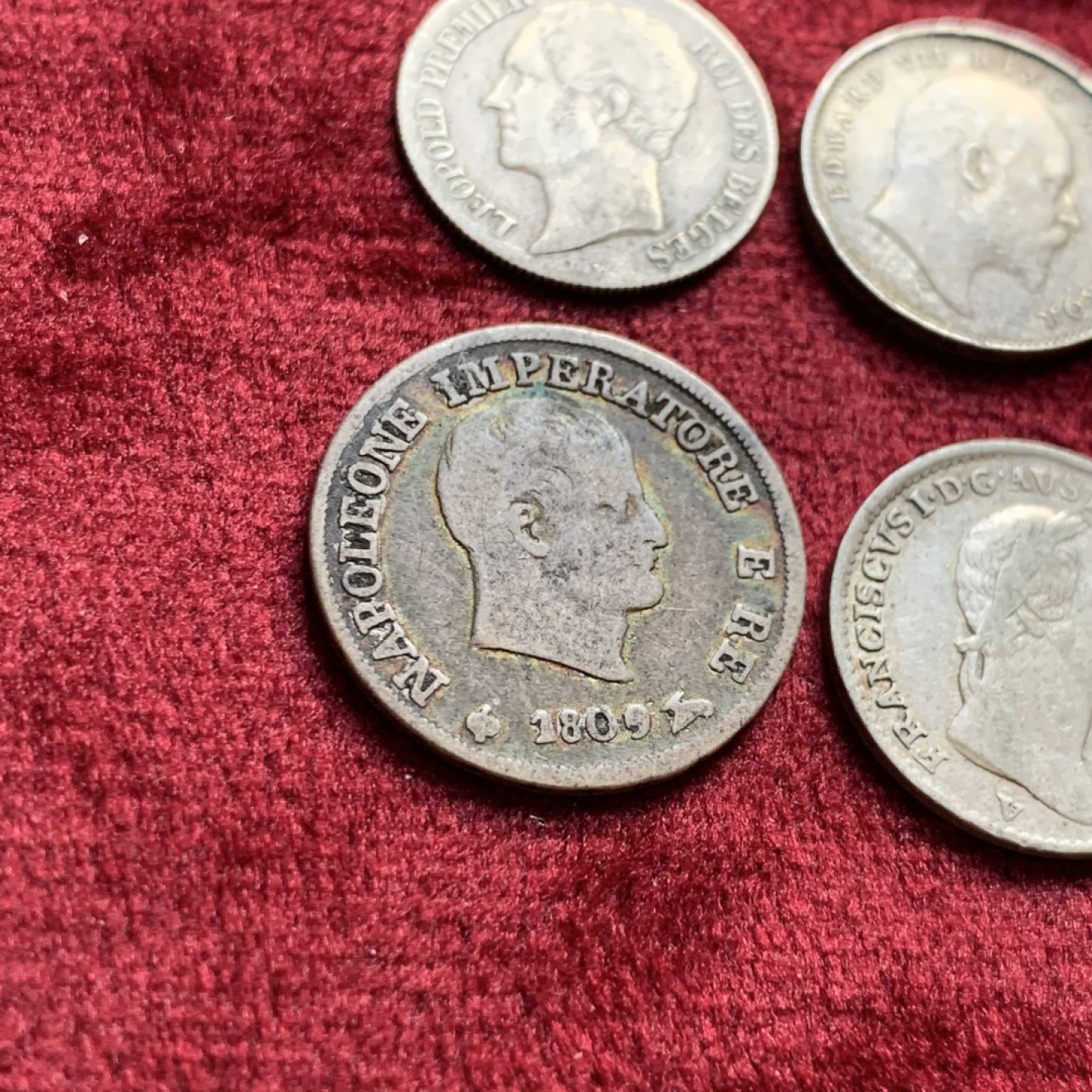 《竞宝斋》第55场-本周日，周一2场连拍（全场不限金额包邮） 比利时，意大利伦巴第，法占意大利，英属印度银辅币4枚