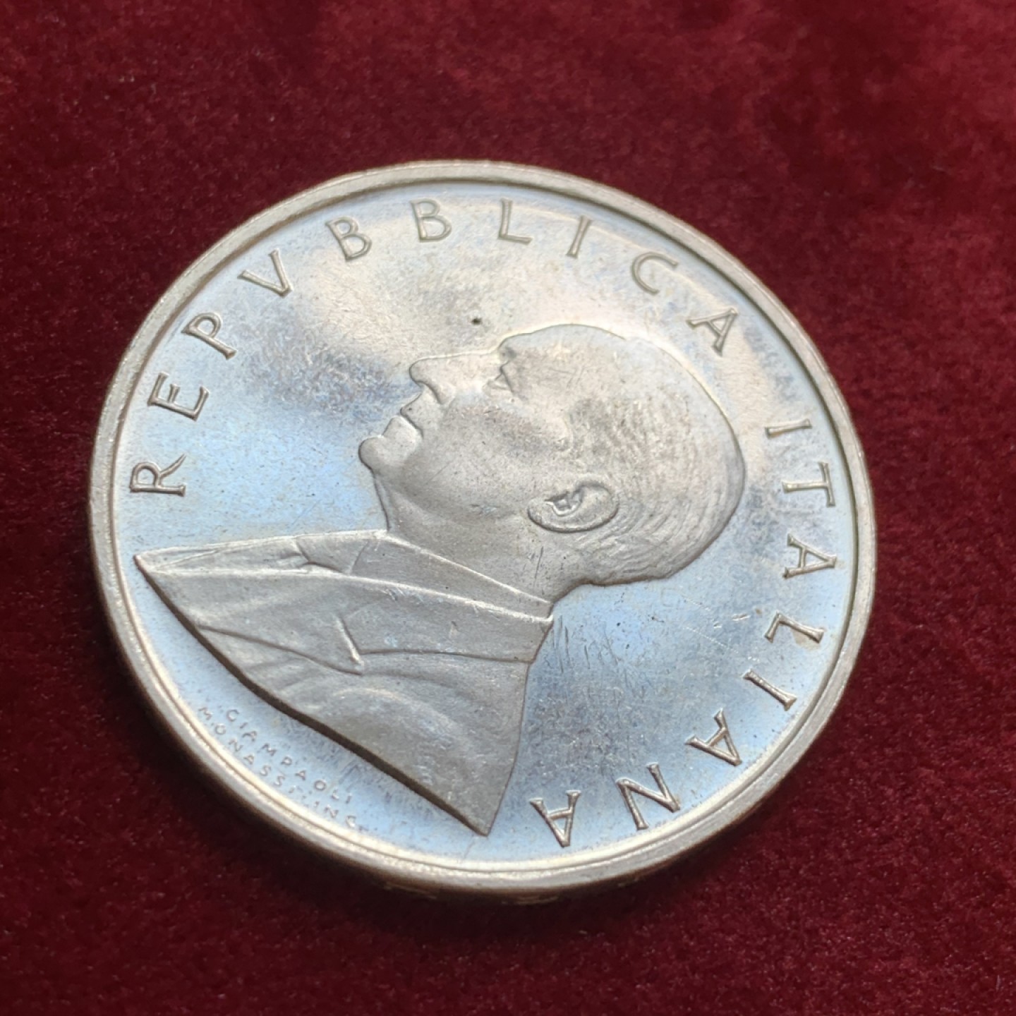 《竞宝斋》第55场-本周日，周一2场连拍（全场不限金额包邮） 意大利1974年马可尼诞辰100周年500里拉纪念银币