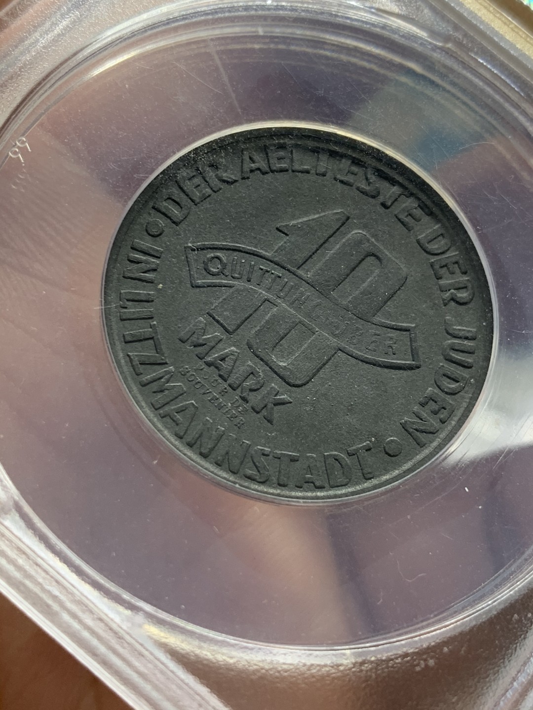 《竞宝斋》第55场-本周日，周一2场连拍（全场不限金额包邮） ANACS AU 58D 波兰1943年10UK 犹太集中营（后铸）