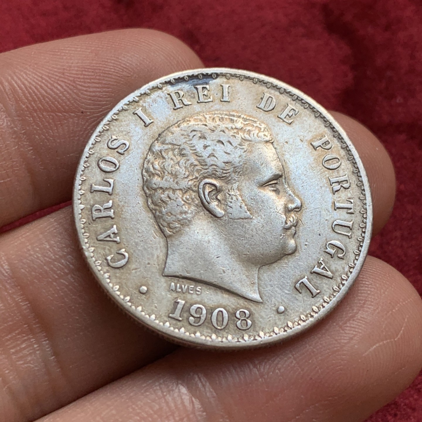《竞宝斋》第55场-本周日，周一2场连拍（全场不限金额包邮） 1908年葡萄牙卡洛斯一世500瑞斯银币