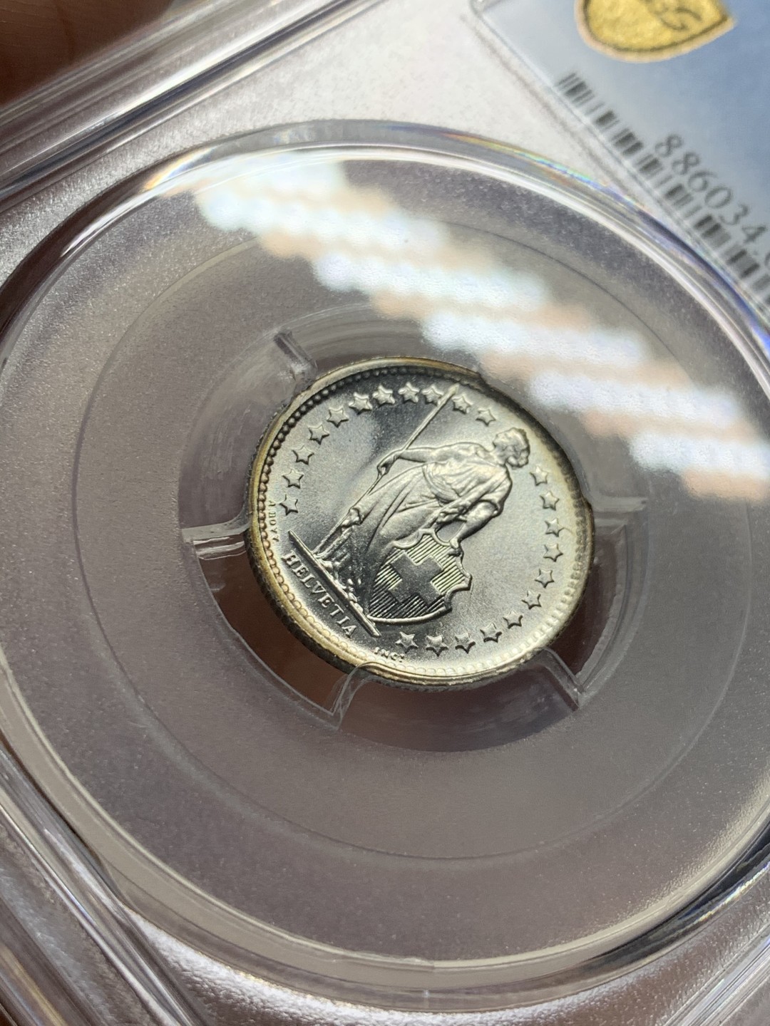 《竞宝斋》第55场-本周日，周一2场连拍（全场不限金额包邮） PCGS MS68 1967B 半法郎银币 极限品相