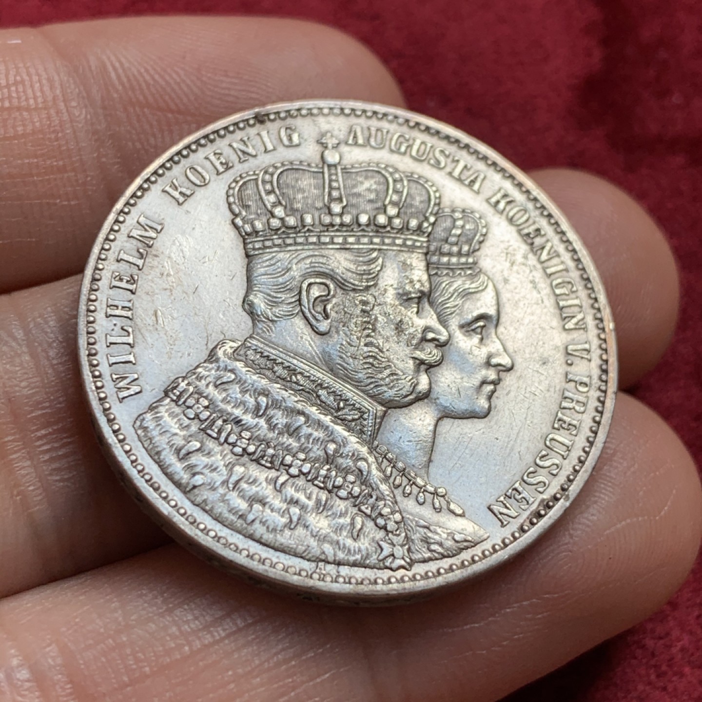 《竞宝斋》第55场-本周日，周一2场连拍（全场不限金额包邮） 德国 1861年 普鲁士威廉一世加冕一泰勒 银币 细节不错