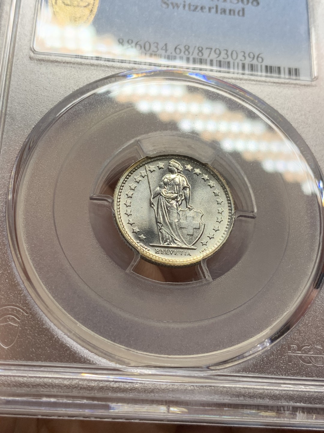 《竞宝斋》第55场-本周日，周一2场连拍（全场不限金额包邮） PCGS MS68 1967B 半法郎银币 极限品相