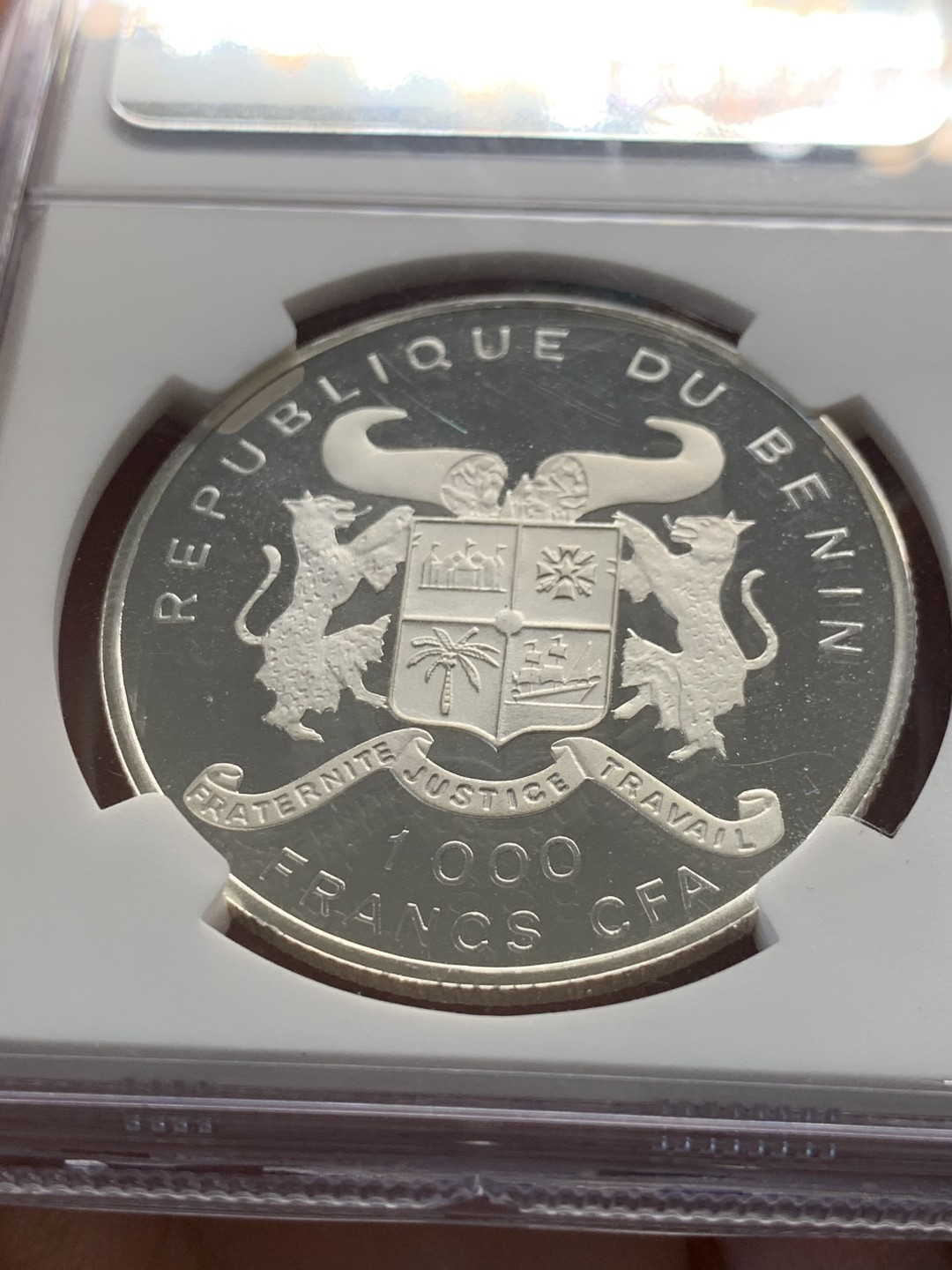 《竞宝斋》第55场-本周日，周一2场连拍（全场不限金额包邮） NGC-PF 68UC 贝宁（1992）年1000法郎国家纪念银币 (第二名）发行量1000枚  精制银币