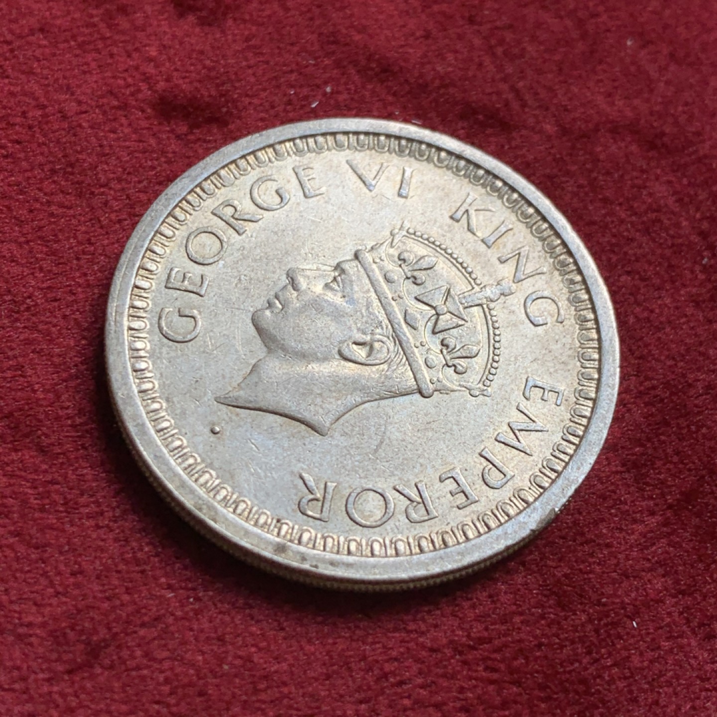 《竞宝斋》第55场-本周日，周一2场连拍（全场不限金额包邮） 1944年乔治5世英属印度卢比 UNC好品 深打细节完美！