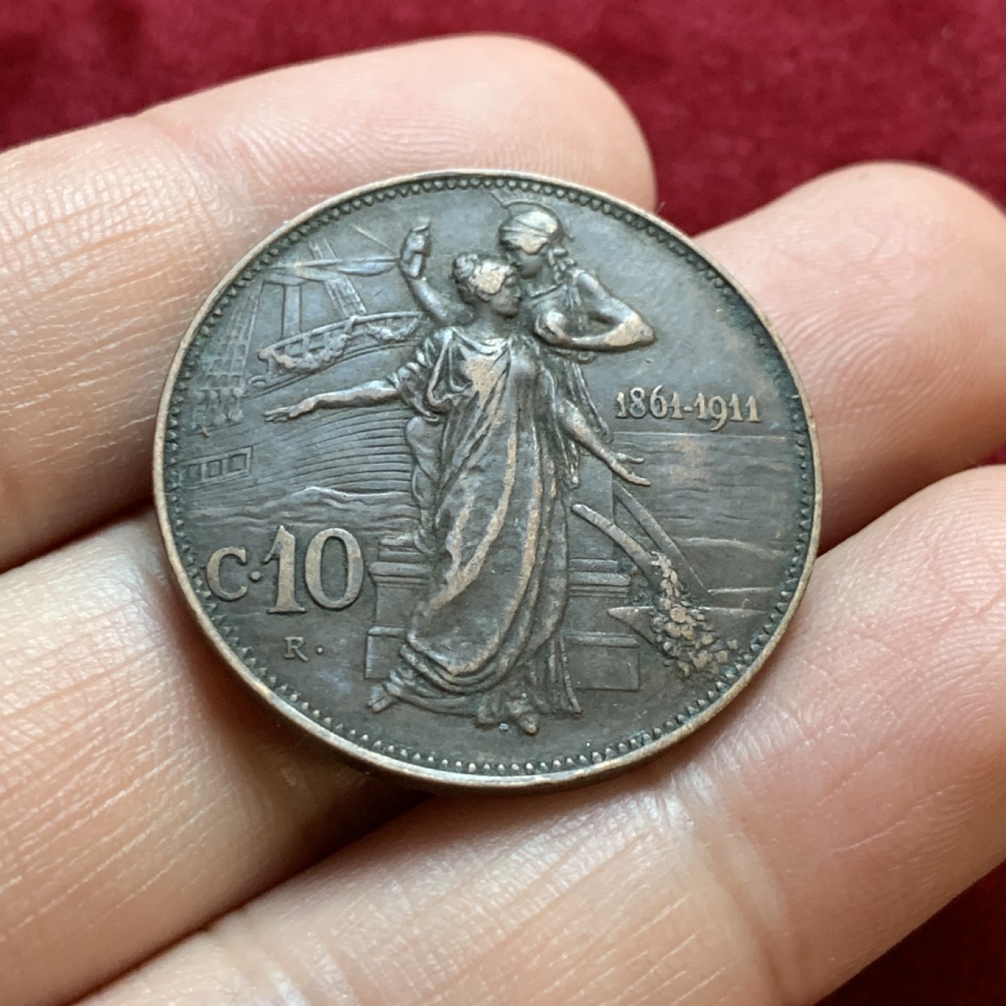 《竞宝斋》第55场-本周日，周一2场连拍（全场不限金额包邮） 意大利 1911年 10分 托奶 大铜币