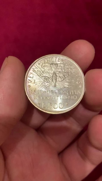 《竞宝斋》第55场-本周日，周一2场连拍（全场不限金额包邮） 梵蒂冈1978年缺位500里拉银币 （1）