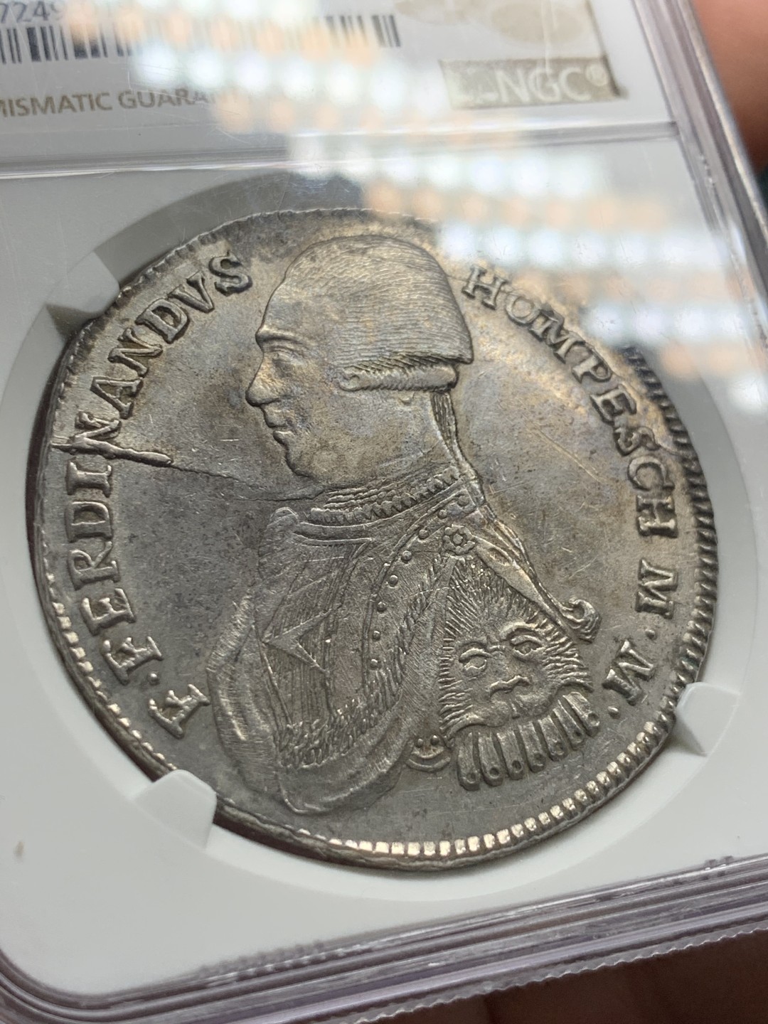 《竞宝斋》第55场-本周日，周一2场连拍（全场不限金额包邮） NGC-AU55 1798年马耳他骑士团30塔里银币 铸造量仅207枚，人像面是末代大团长斐迪南·冯·洪佩施，之后马耳他骑士团再无国土