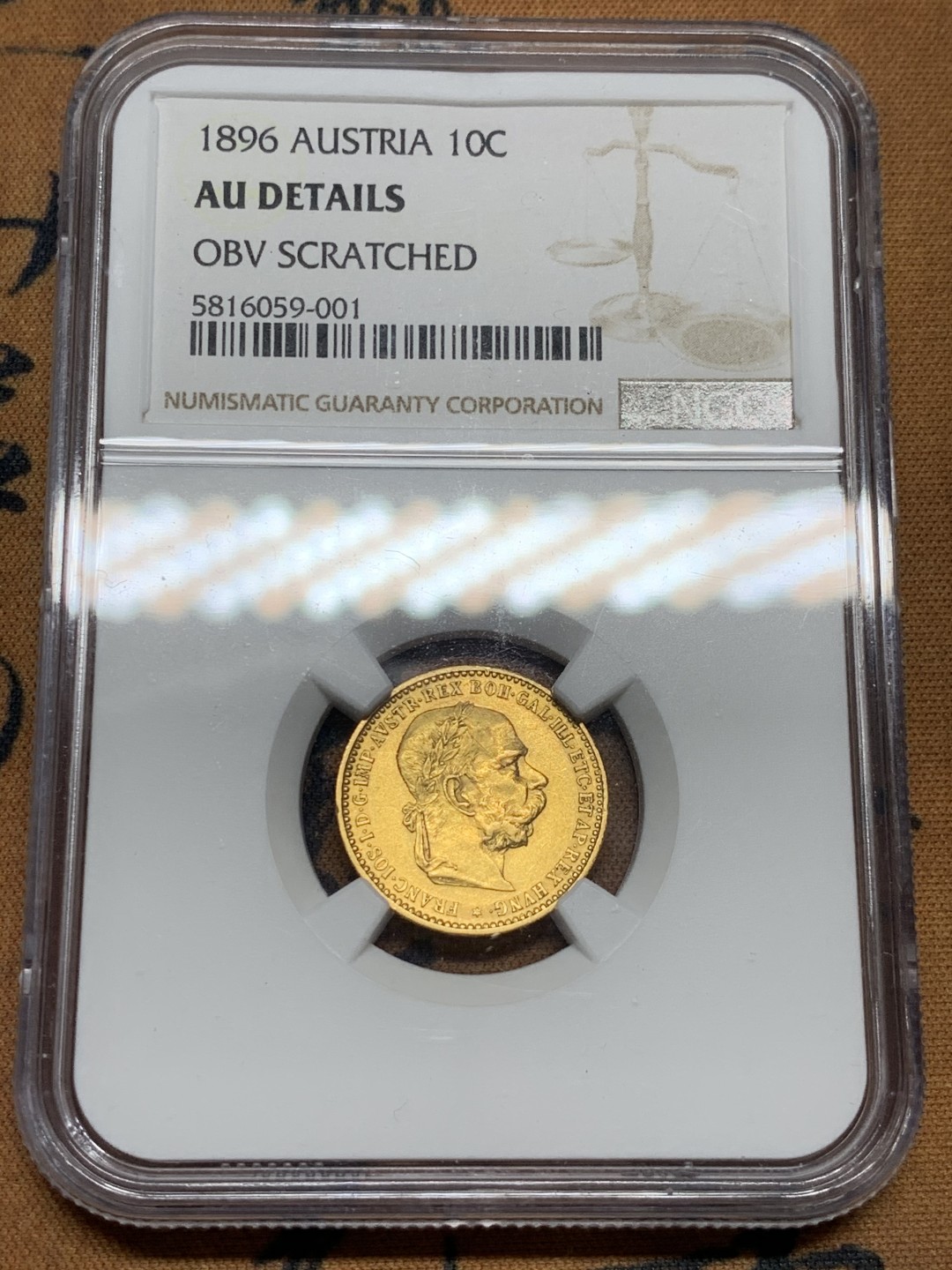 《竞宝斋》第55场-本周日，周一2场连拍（全场不限金额包邮） NGC 评级 奥匈帝国 1896年 10科罗娜金币 难得原铸!货币改革时期