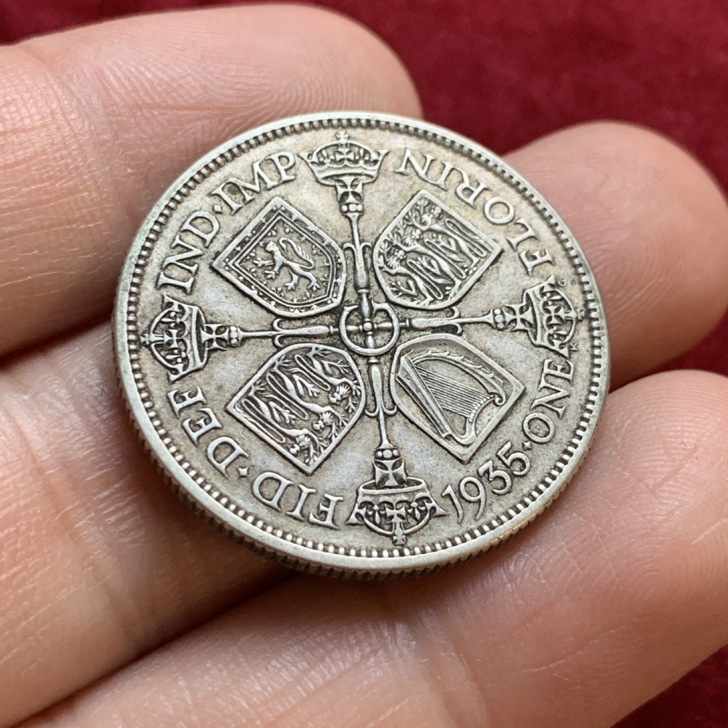 《竞宝斋》第55场-本周日，周一2场连拍（全场不限金额包邮） 英国 乔五 1935年 原味 福林（2先令） 银币