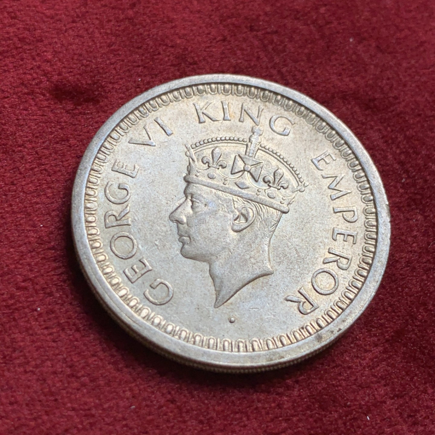 《竞宝斋》第55场-本周日，周一2场连拍（全场不限金额包邮） 1944年乔治5世英属印度卢比 UNC好品 深打细节完美！