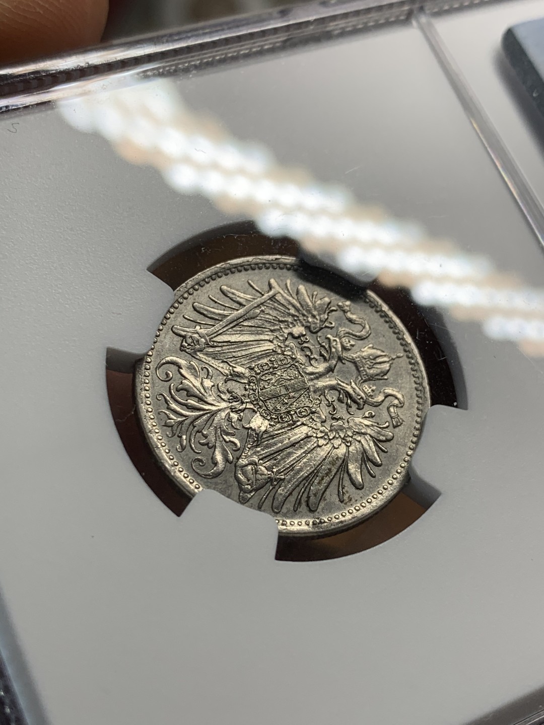 《竞宝斋》第55场-本周日，周一2场连拍（全场不限金额包邮） NGC MS62 唯一冠军 奥匈帝国 1895年 20赫勒 一枚毕业