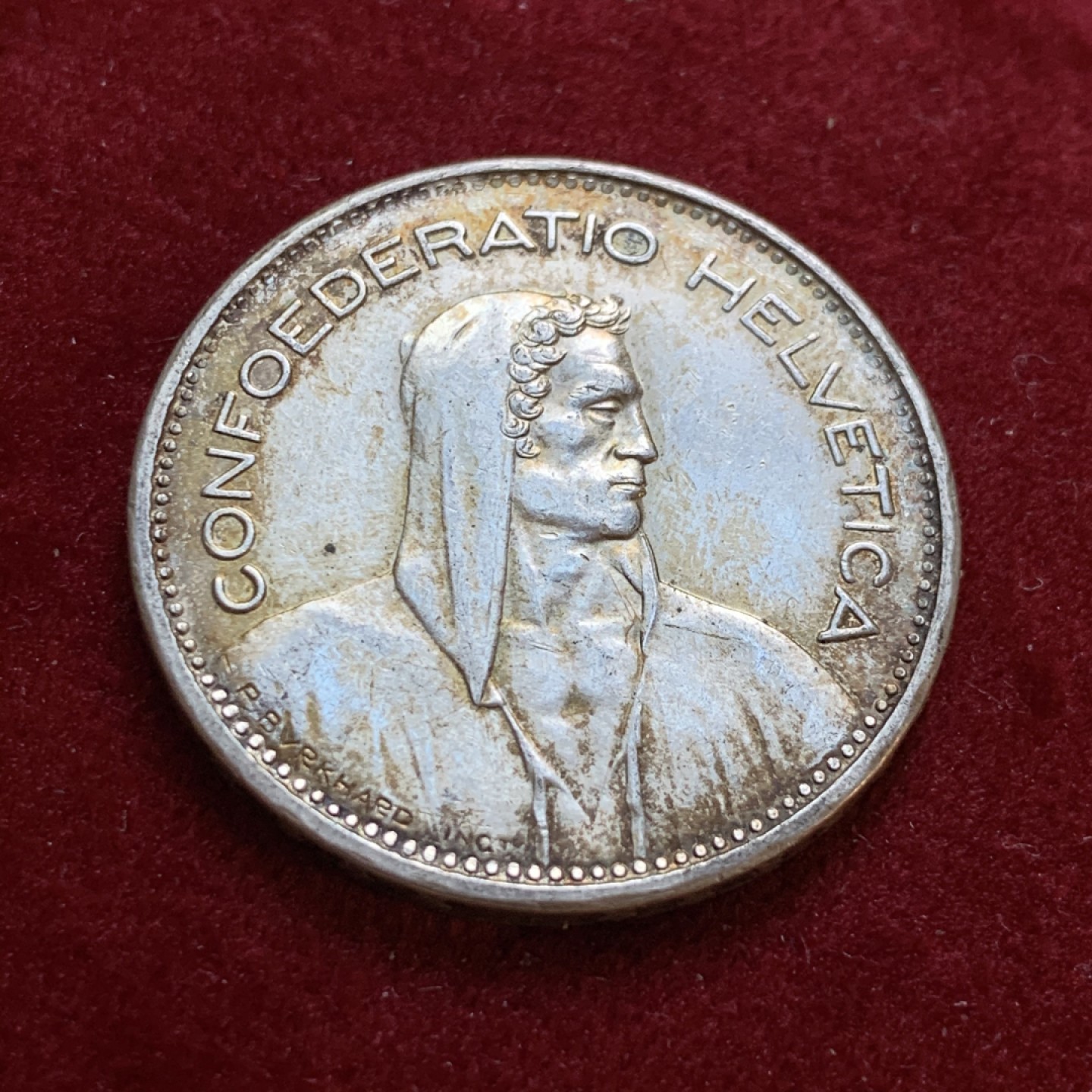 《竞宝斋》第55场-本周日，周一2场连拍（全场不限金额包邮） 瑞士 1965年 5法郎银币 原味深包浆 值得收藏