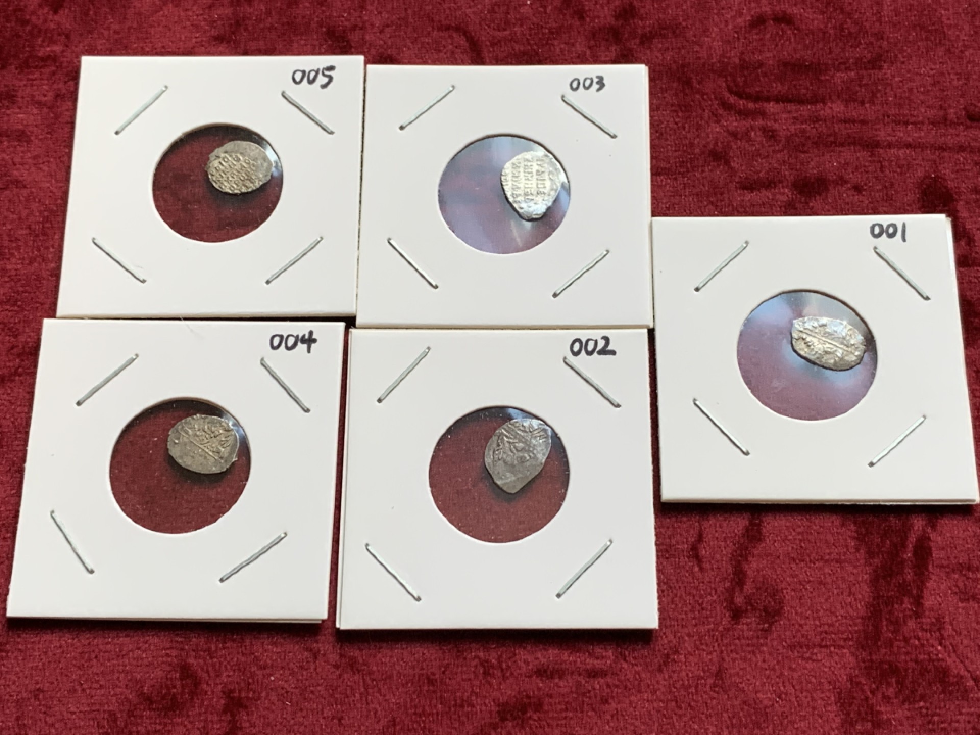 《竞宝斋》第55场-本周日，周一2场连拍（全场不限金额包邮） 沙俄 打制 银戈比5枚（编号001-005）