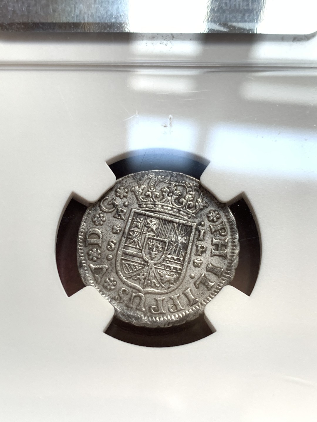 《竞宝斋》第55场-本周日，周一2场连拍（全场不限金额包邮） 西班牙菲利普五世1737塞维利亚厂1R银币