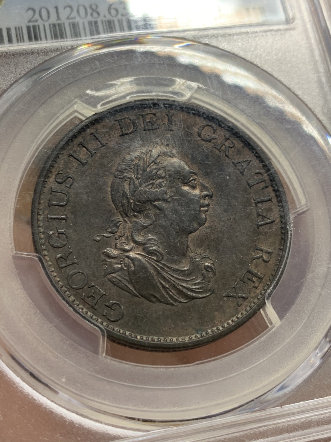 《竞宝斋》第55场-本周日，周一2场连拍（全场不限金额包邮） PCGS-MS63BN英国1799年乔治三世1/2便士