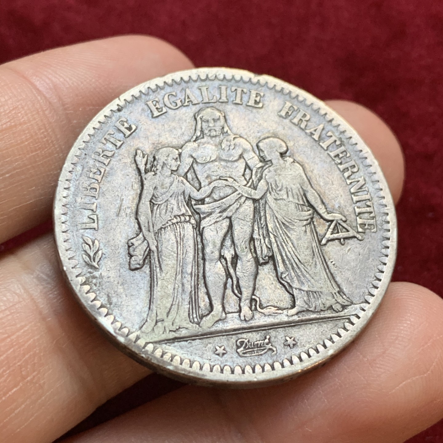 《竞宝斋》第55场-本周日，周一2场连拍（全场不限金额包邮） 法国 1849年BB版  第二共和时期 大力神 5法郎 大银币 少见版别