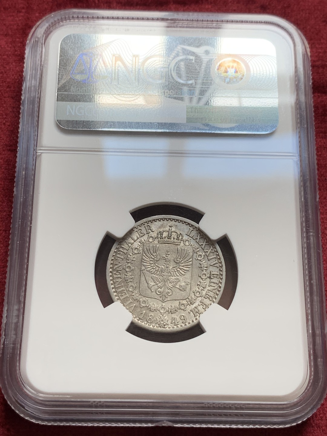 《竞宝斋》第55场-本周日，周一2场连拍（全场不限金额包邮） 比利时1法郎，普鲁士1/6泰勒评级银币2枚