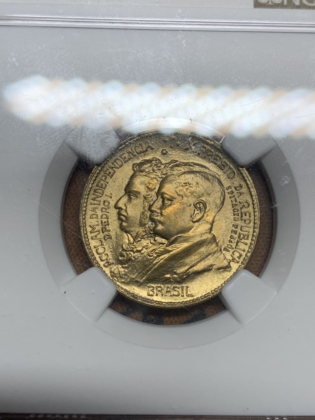 《竞宝斋》第55场-本周日，周一2场连拍（全场不限金额包邮） NGC-MS66 巴西1922年500瑞斯 亚军 高评级品像