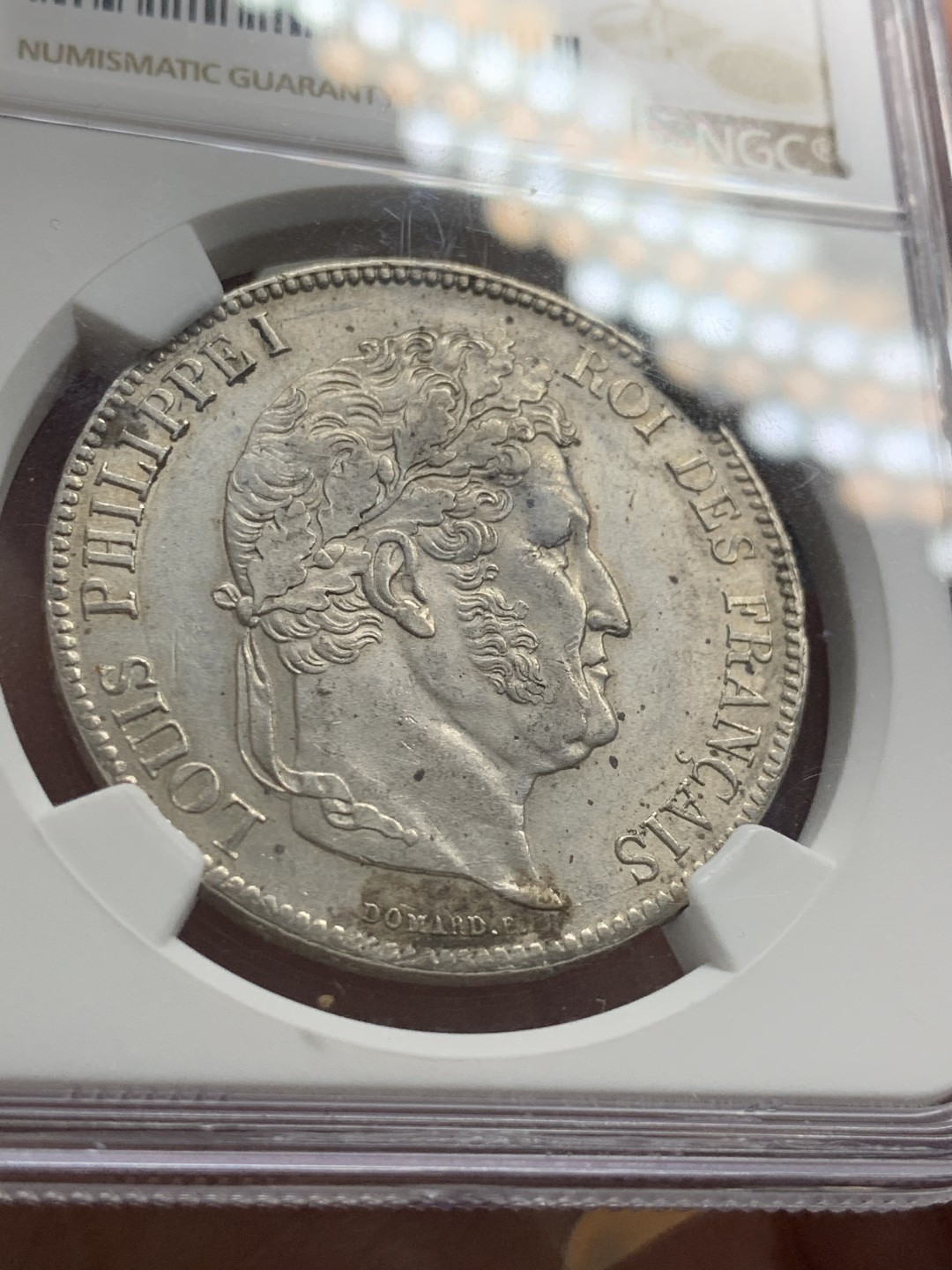 《竞宝斋》第55场-本周日，周一2场连拍（全场不限金额包邮） 亚军分！NGC-AU58 法国 1840年 5法郎 路易菲利普银币 好品难寻的品种