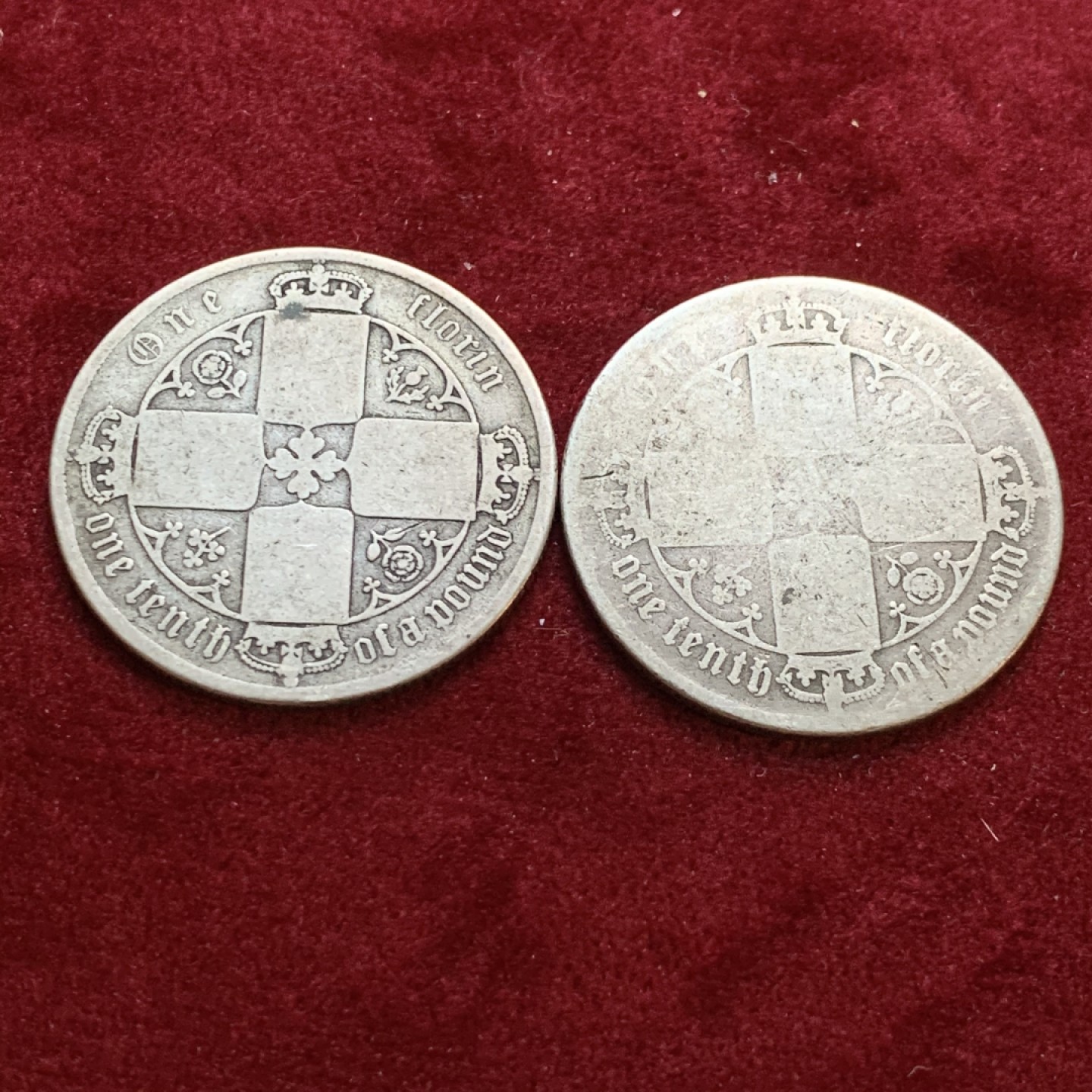 《竞宝斋》第55场-本周日，周一2场连拍（全场不限金额包邮） 英国 哥特福林一对  1858年+1873年 各一枚 原味 自然流通 温润难得