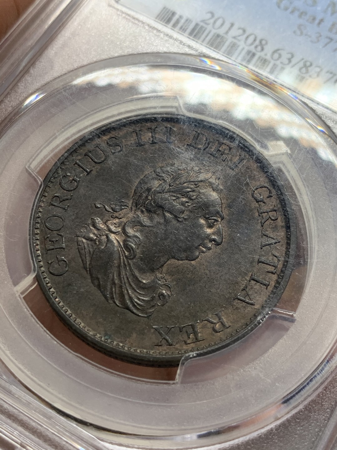 《竞宝斋》第55场-本周日，周一2场连拍（全场不限金额包邮） PCGS-MS63BN英国1799年乔治三世1/2便士