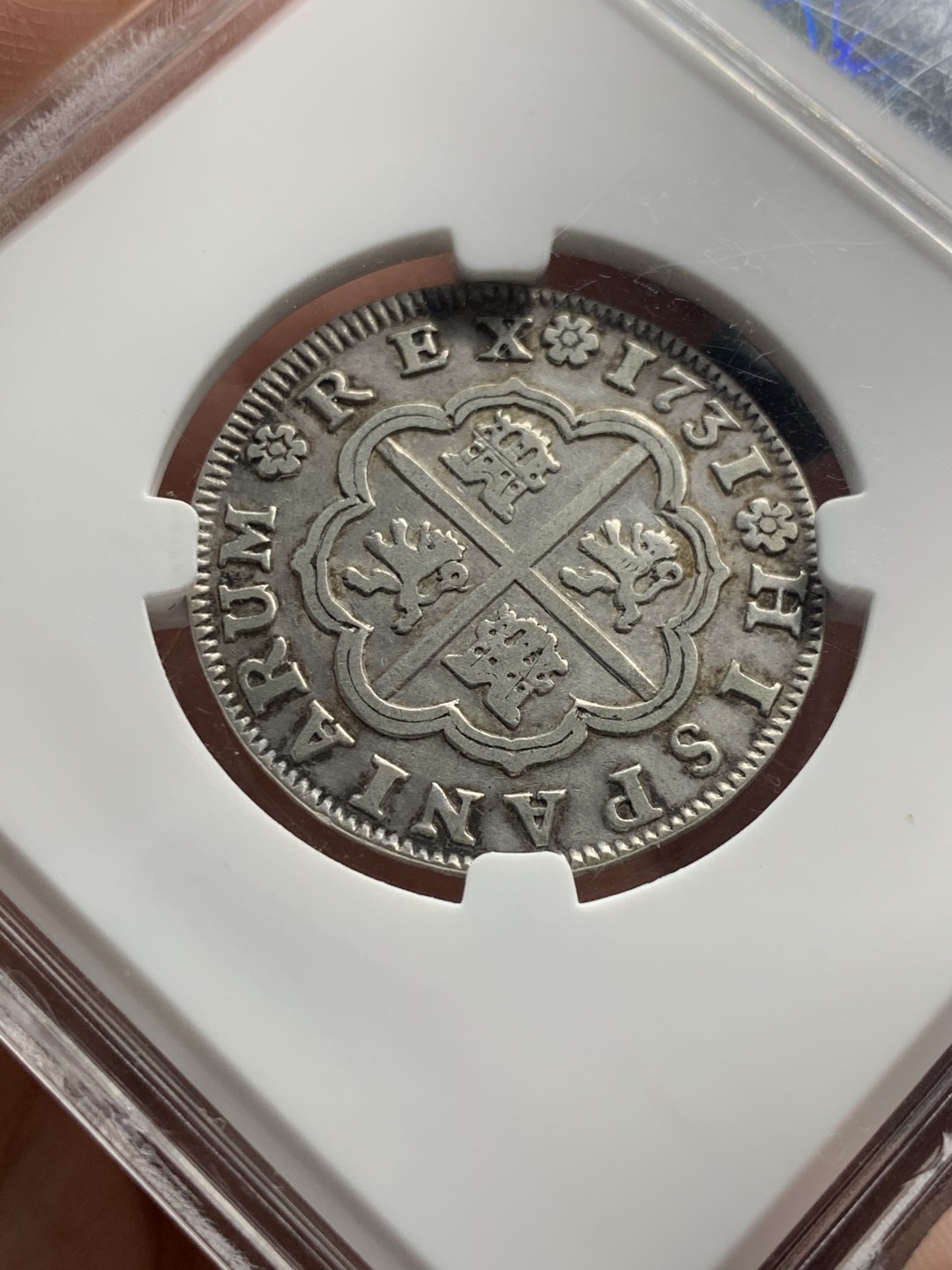 《竞宝斋》第55场-本周日，周一2场连拍（全场不限金额包邮） 西班牙菲利普五世1731塞维利亚厂2R银币