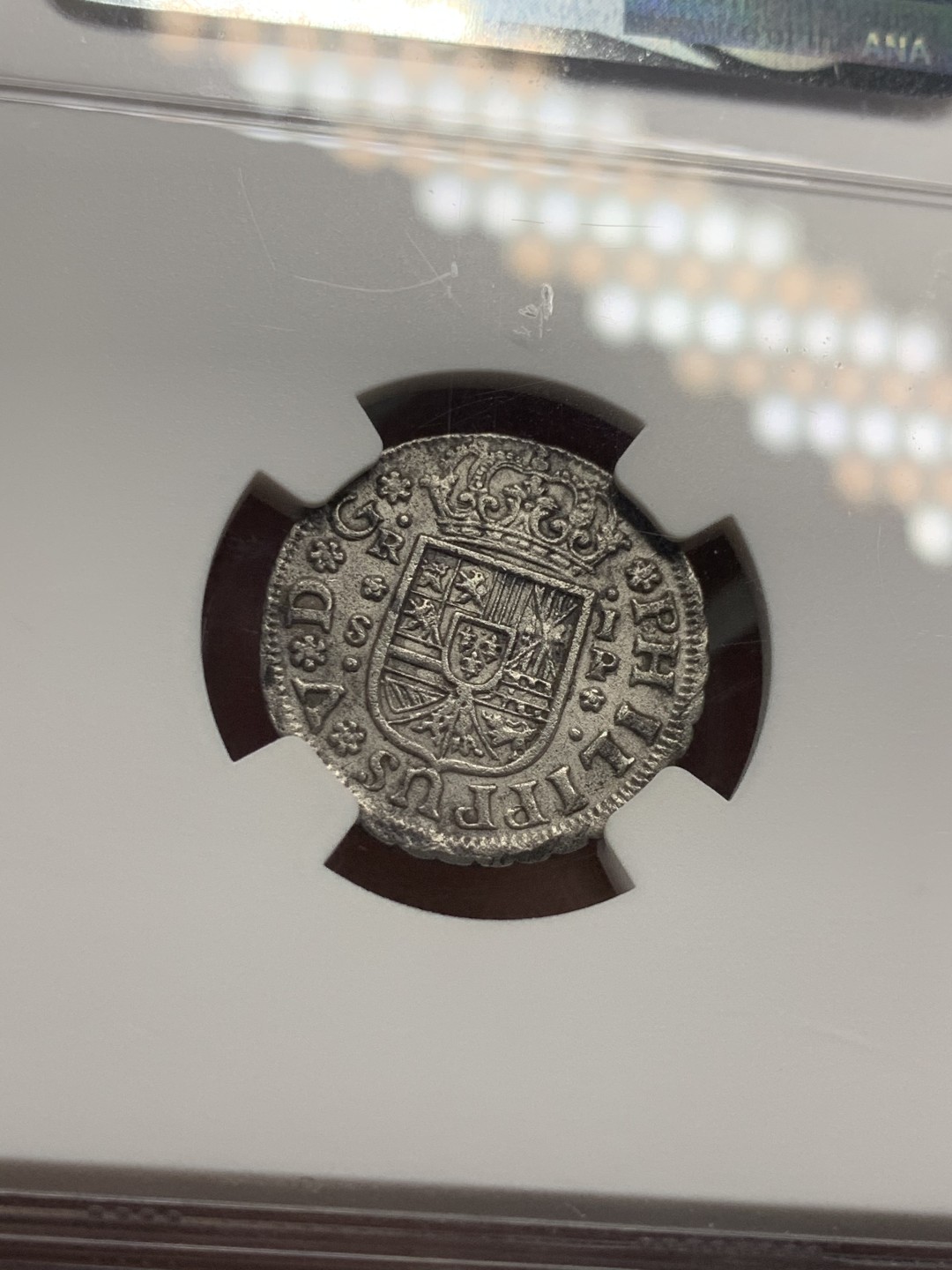 《竞宝斋》第55场-本周日，周一2场连拍（全场不限金额包邮） 西班牙菲利普五世1737塞维利亚厂1R银币