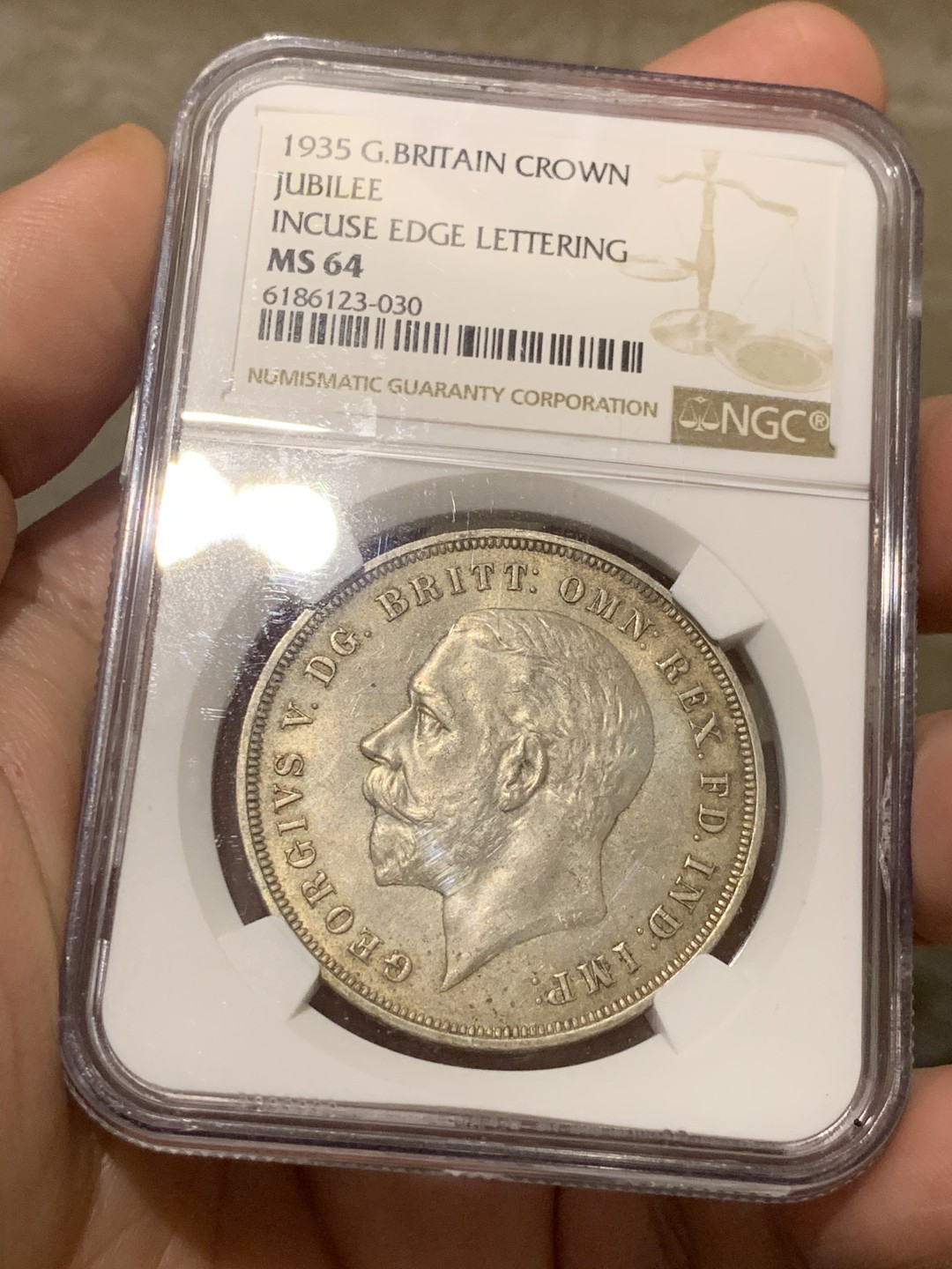 《竞宝斋》第55场-本周日，周一2场连拍（全场不限金额包邮） NGC MS64 1935年乔治五世木马剑 高分好品