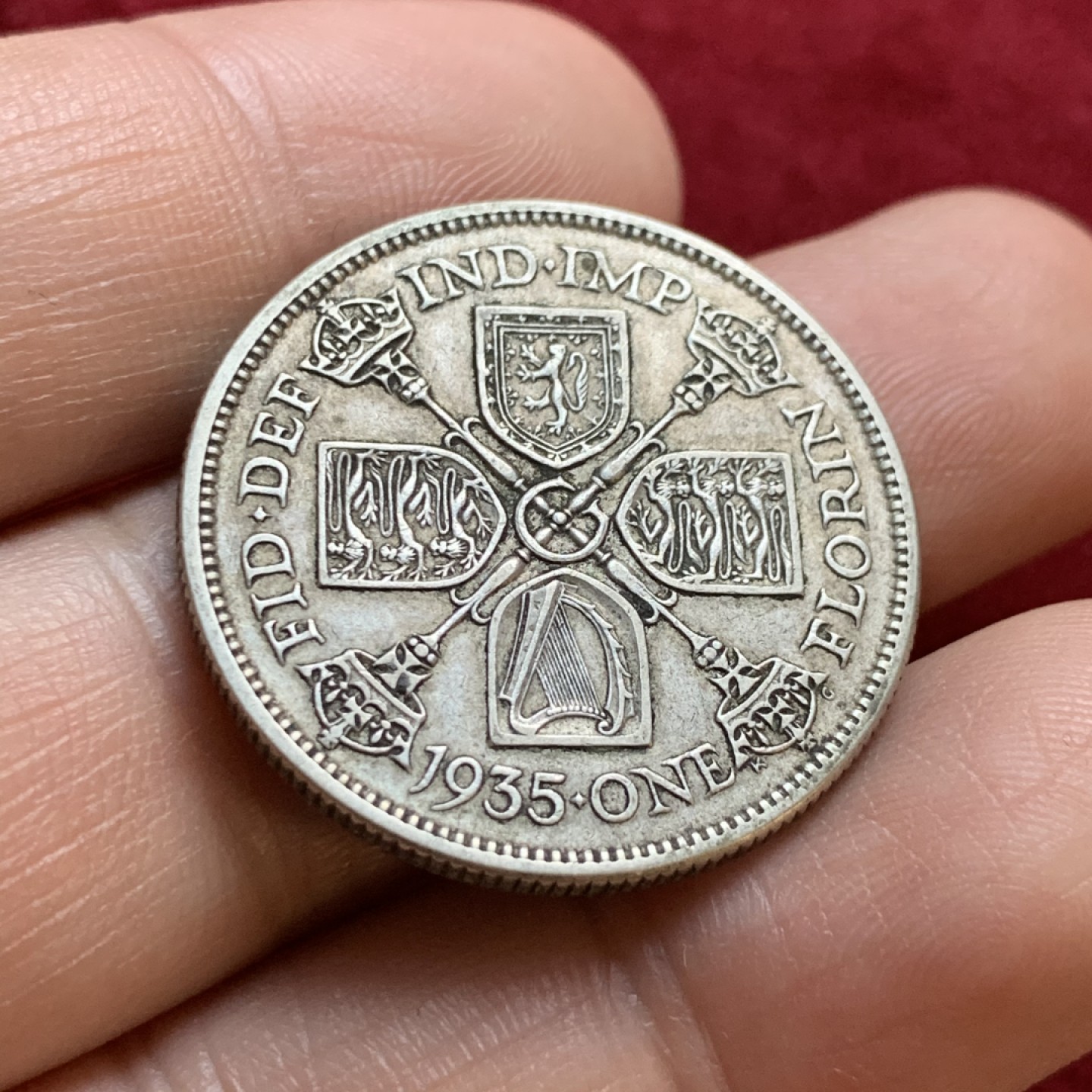 《竞宝斋》第55场-本周日，周一2场连拍（全场不限金额包邮） 英国 乔五 1935年 原味 福林（2先令） 银币