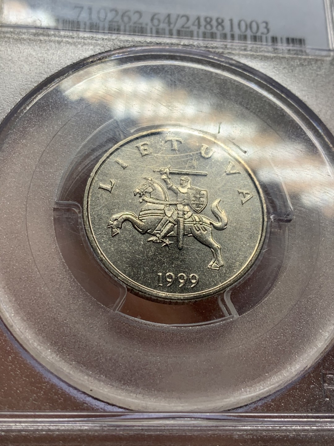 《竞宝斋》第55场-本周日，周一2场连拍（全场不限金额包邮） PCGS-MS 64立陶宛1999年1立特