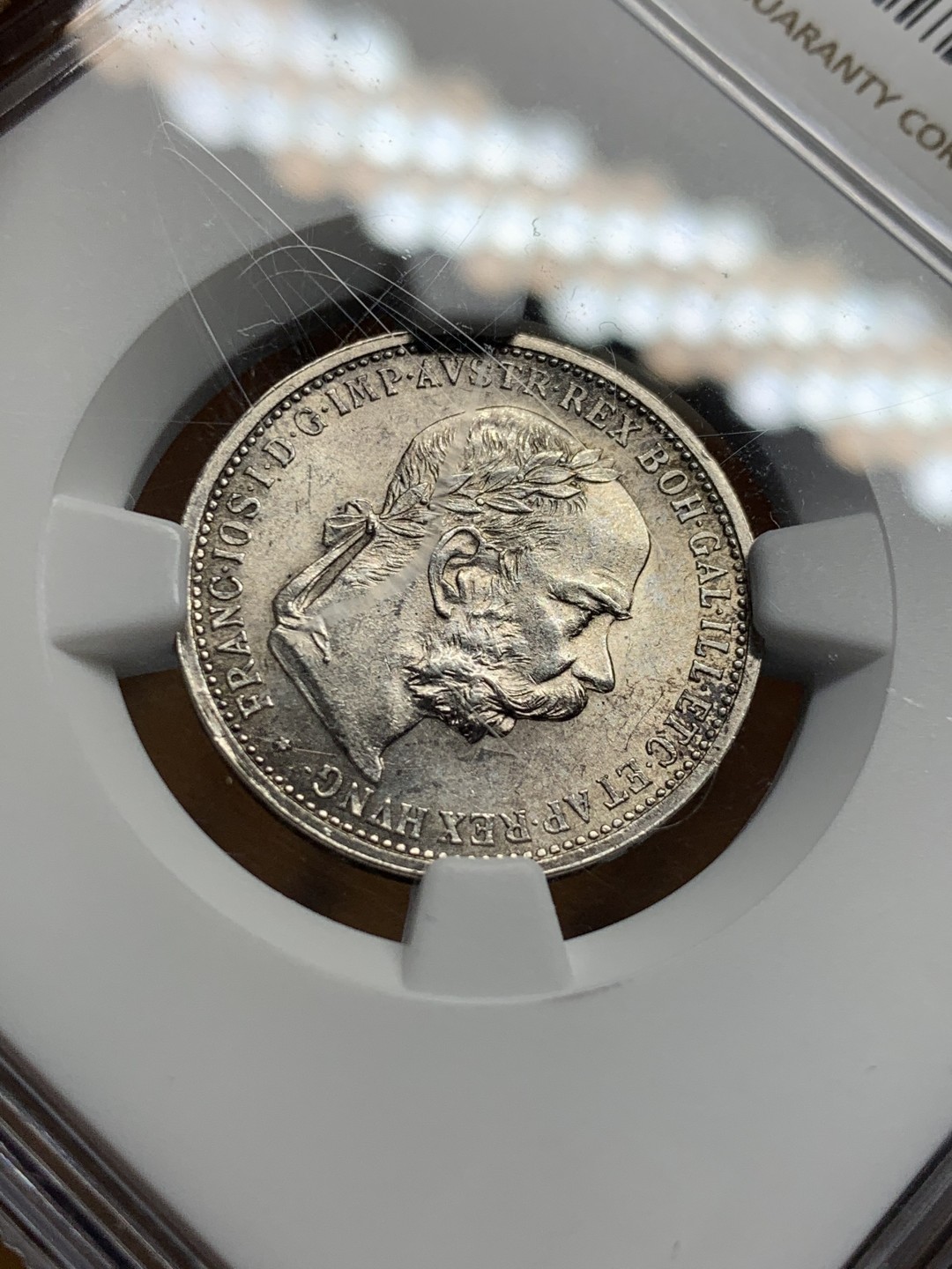 《竞宝斋》第55场-本周日，周一2场连拍（全场不限金额包邮） NGC MS63 奥匈帝国 1893年 1科罗娜银币