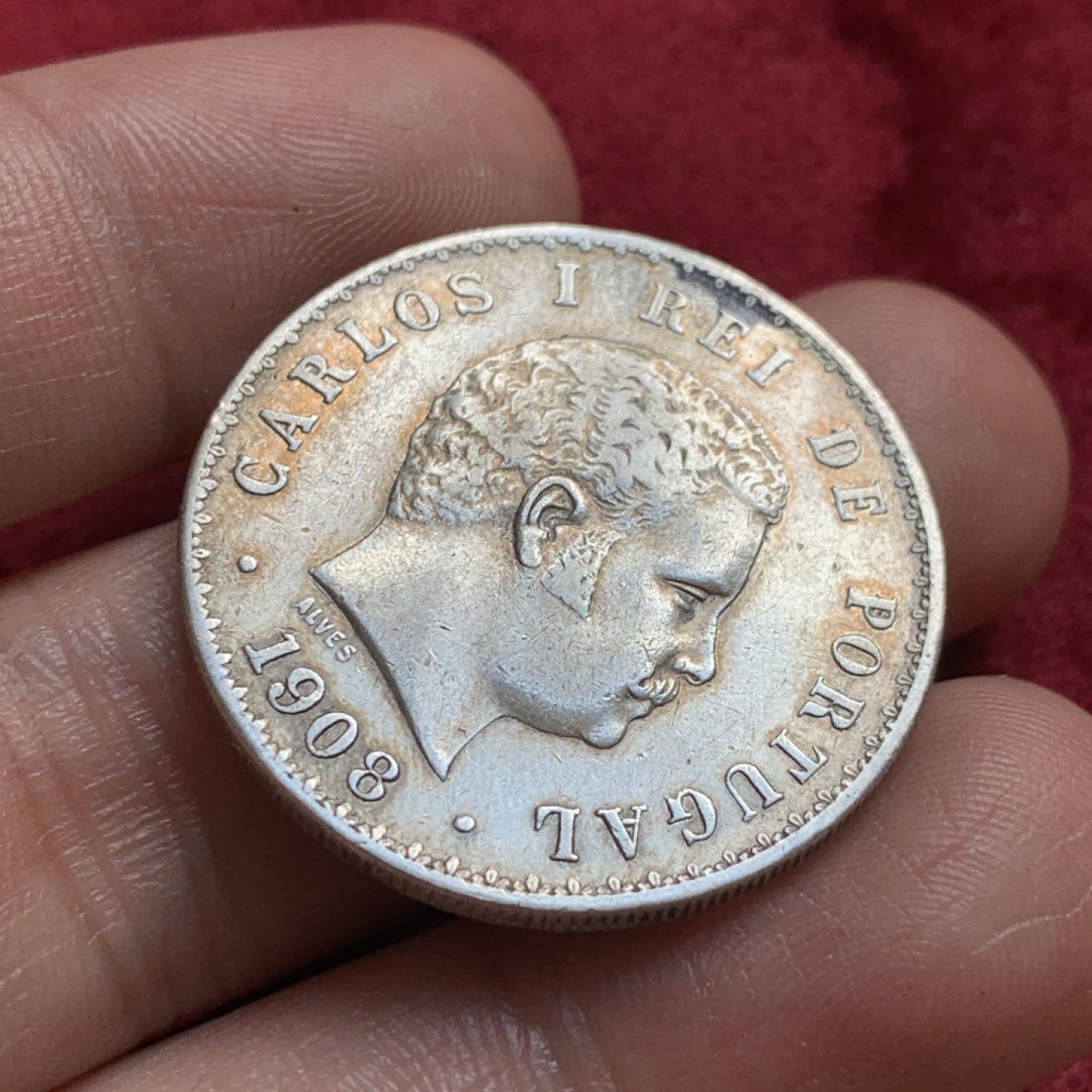 《竞宝斋》第55场-本周日，周一2场连拍（全场不限金额包邮） 1908年葡萄牙卡洛斯一世500瑞斯银币