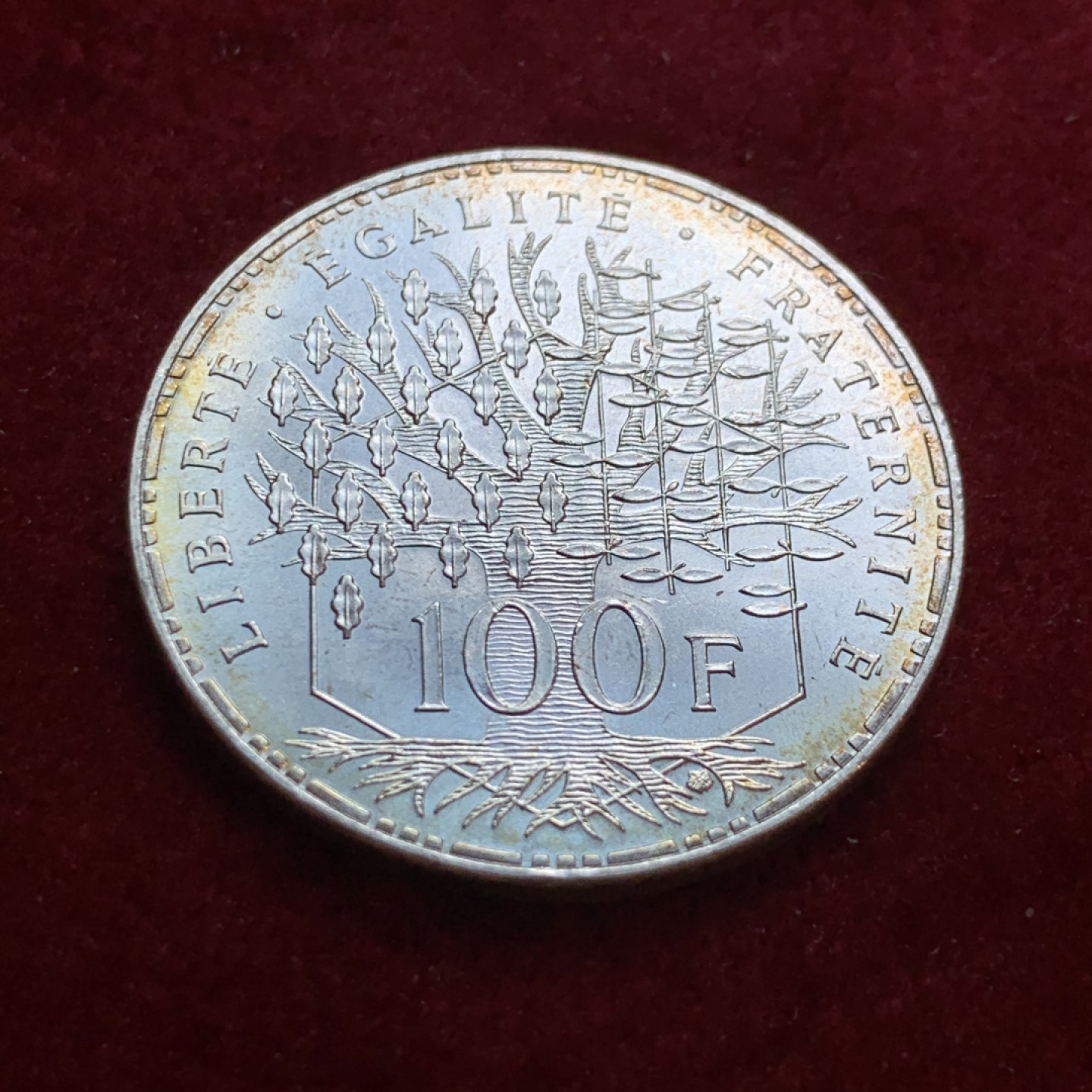 《竞宝斋》第55场-本周日，周一2场连拍（全场不限金额包邮） 法国1983年 万神庙 100法郎 银币