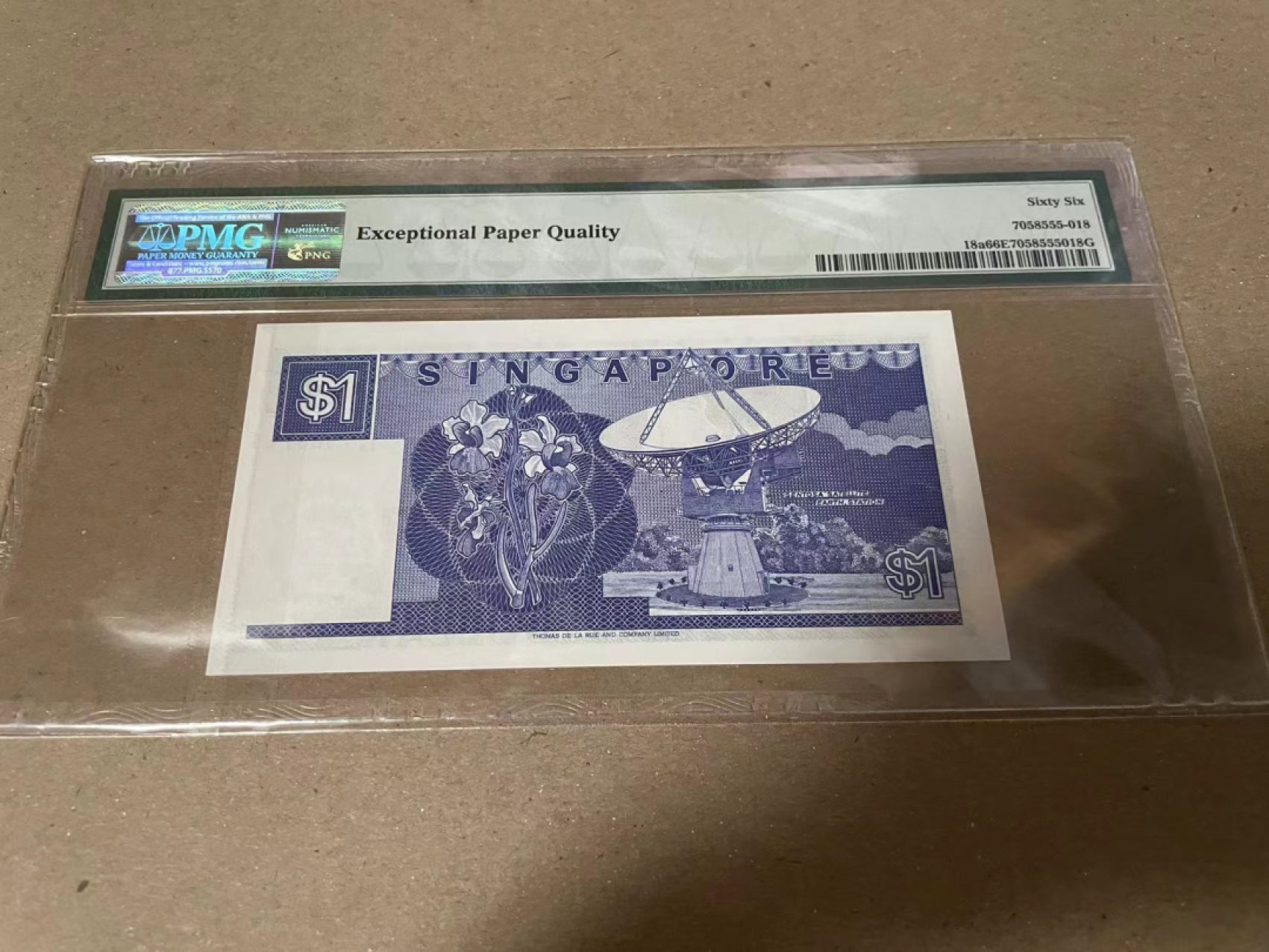 【Blue Auction】✨世界纸币精拍第182期——狮城巨轮（共78拍） 新加坡 船版 1987年1元 PMG66EPQ 