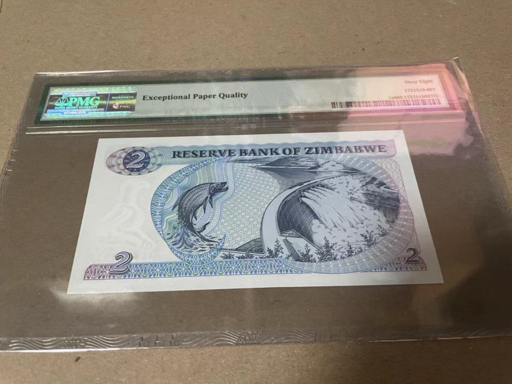 【Blue Auction】✨世界纸币精拍第182期——狮城巨轮（共78拍） 【AA冠 p1a】津巴布韦 1983年2元 PMG68EPQ 