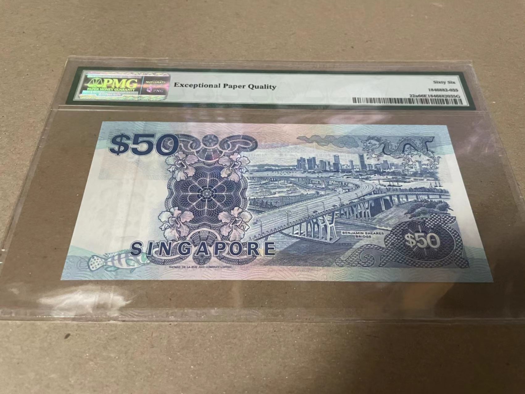 【Blue Auction】✨世界纸币精拍第182期——狮城巨轮（共78拍） 新加坡 船版 1987年50元 PMG66EPQ 