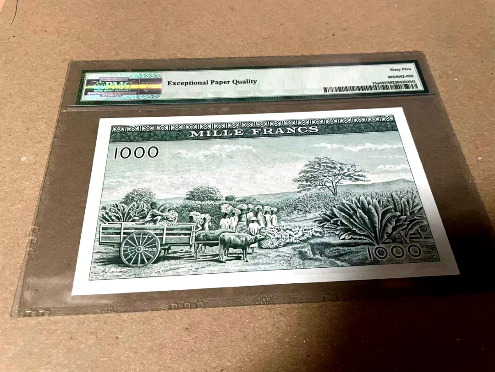 【Blue Auction】✨世界纸币精拍第182期——狮城巨轮（共78拍） 几内亚 1960年1000法郎 PMG65EPQ 背面风景唯美