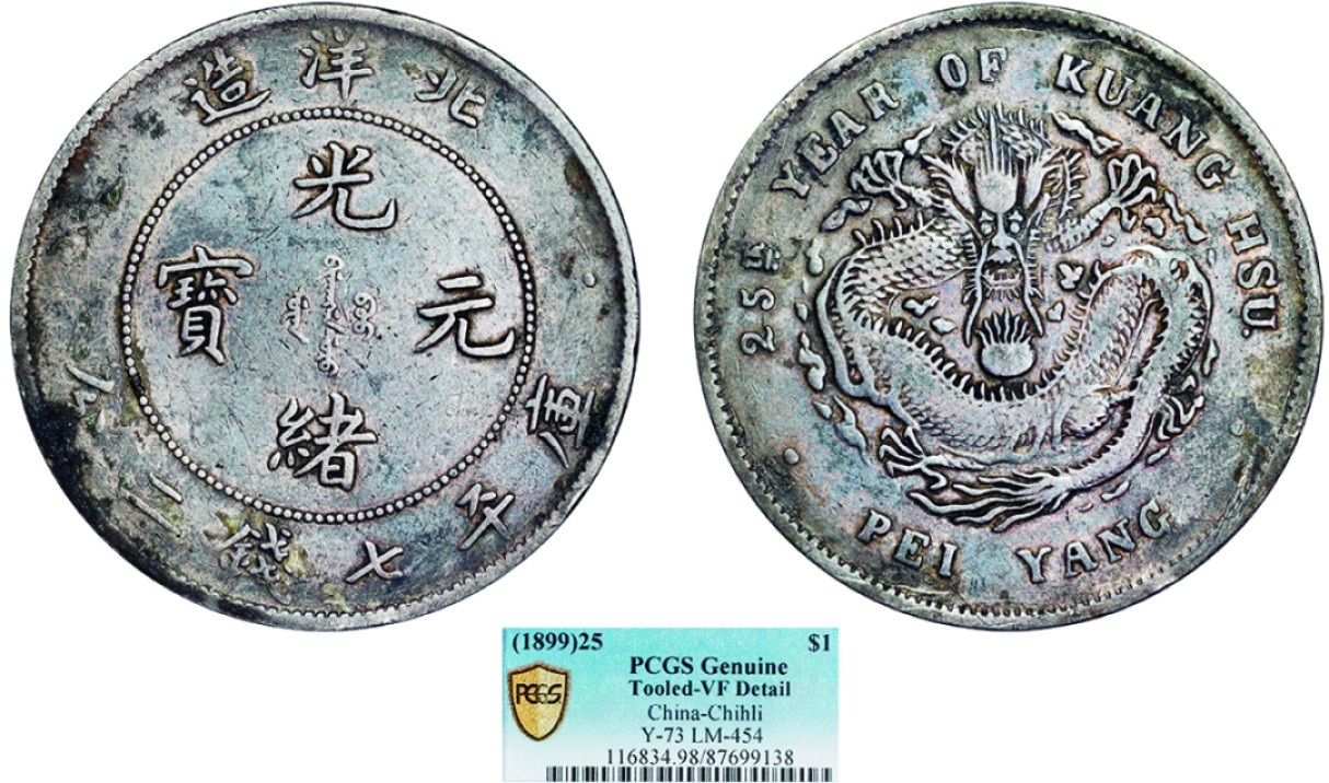 古韵弥香-南京三省2022春季拍卖会（机制币专场） 北洋造光绪25年光绪元宝库平七钱二分银币