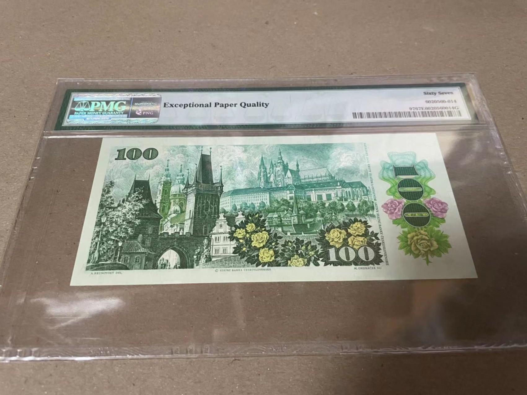 【Blue Auction】✨世界纸币精拍第182期——狮城巨轮（共78拍） 捷克斯洛伐克 1989年100克朗 PMG67EPQ 