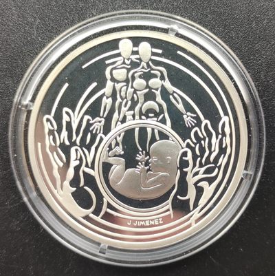 巴斯克收藏 世界硬币第10期 原装少见套币、纪念币专场 全场包邮 17/18/19号0元起三连拍 - 法国2000年10法郎千禧年系列~父母与婴儿精制纪念银币 少见原盒证