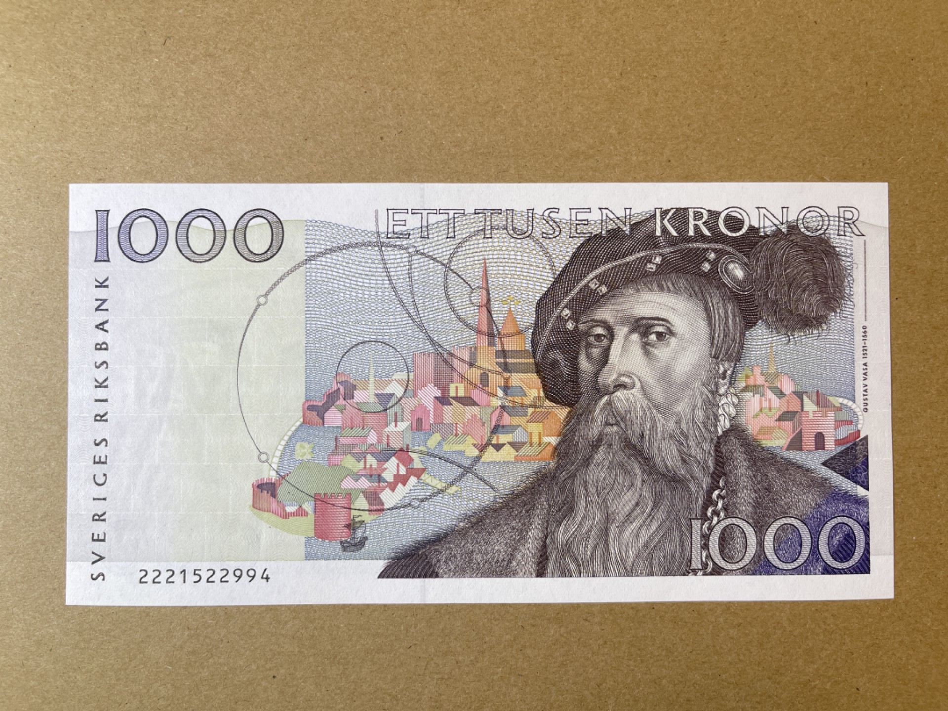 《张总收藏》58期——外币精品 瑞典1000克朗 UNC 1992年初版 瑞典国王古斯塔夫·瓦萨 局部有微弱荧光