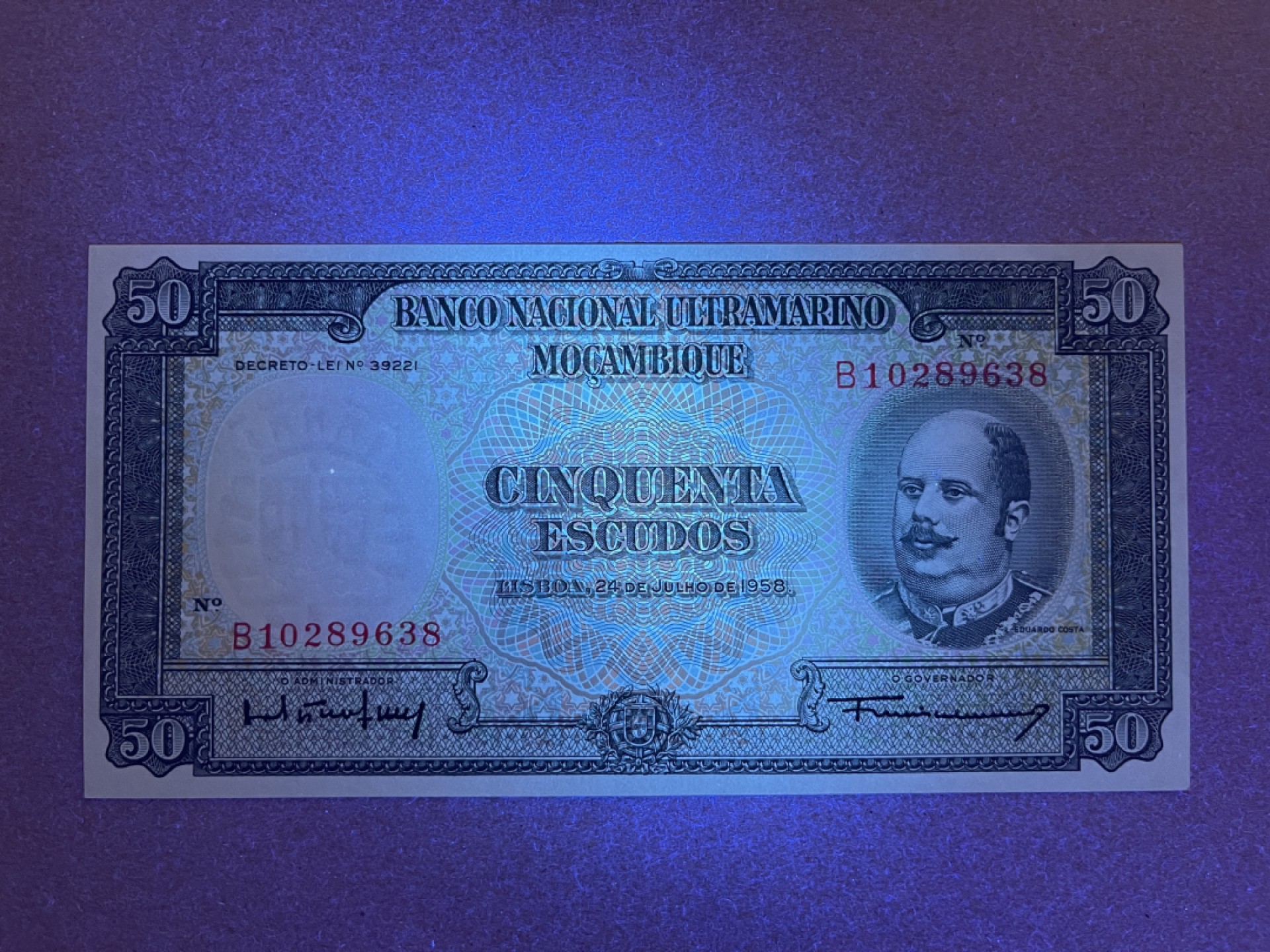 《张总收藏》58期——外币精品 莫桑比克50埃斯库多 UNC 1958年