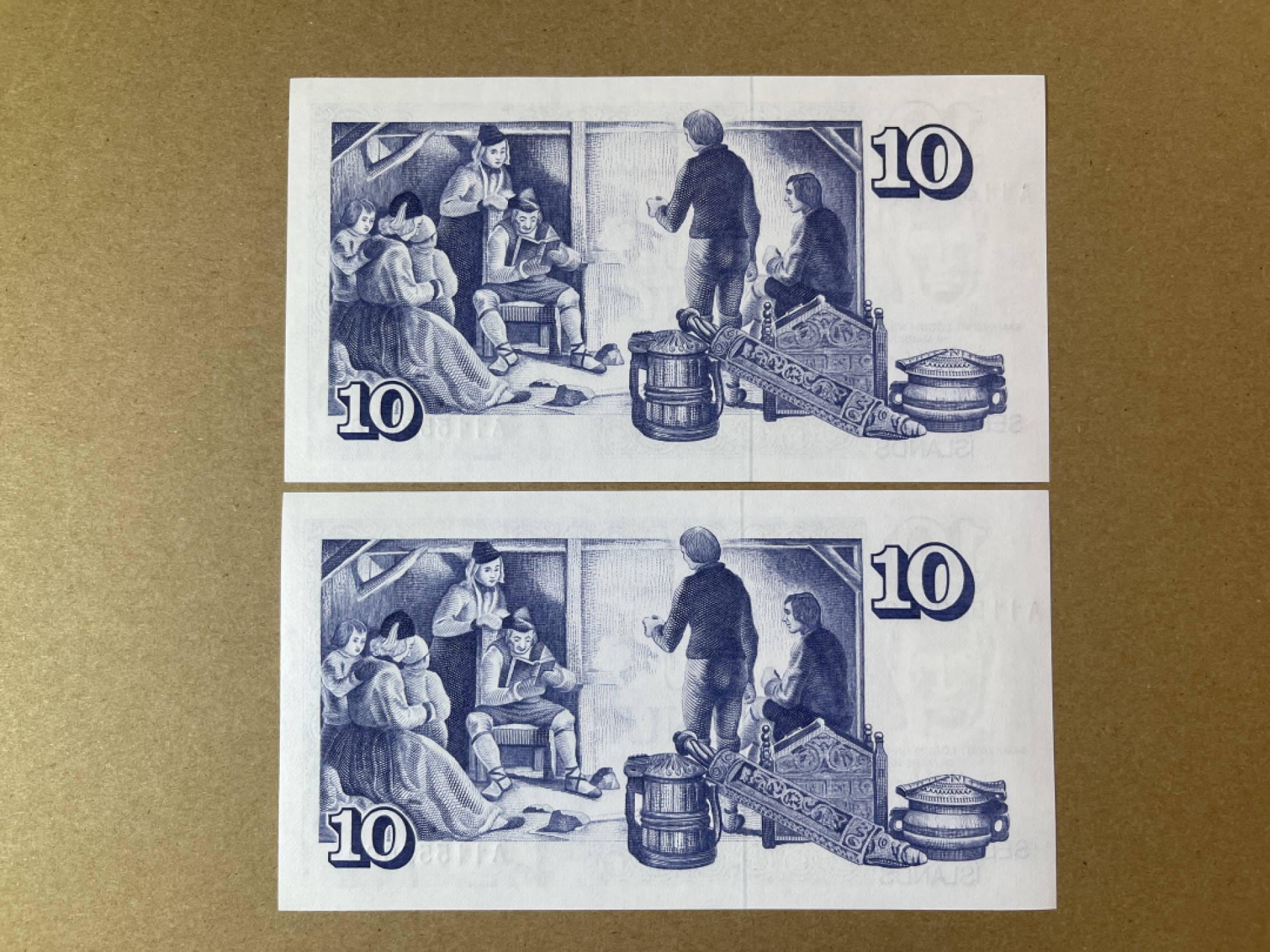 《张总收藏》58期——外币精品 冰岛10克朗2张 UNC 1981年 尾88和99